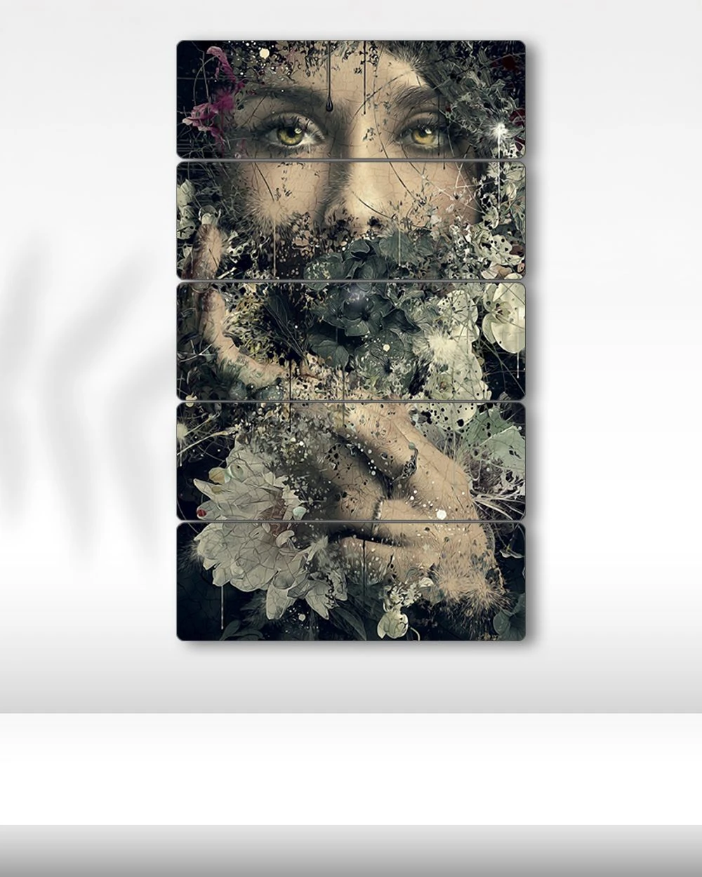 Kadın, Çiçek Sanatı - 5 Parçalı Tablo