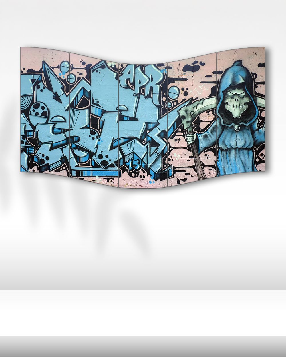 Karanlık Graffiti ve Azrail Figürü - 5 Parçalı Tablo
