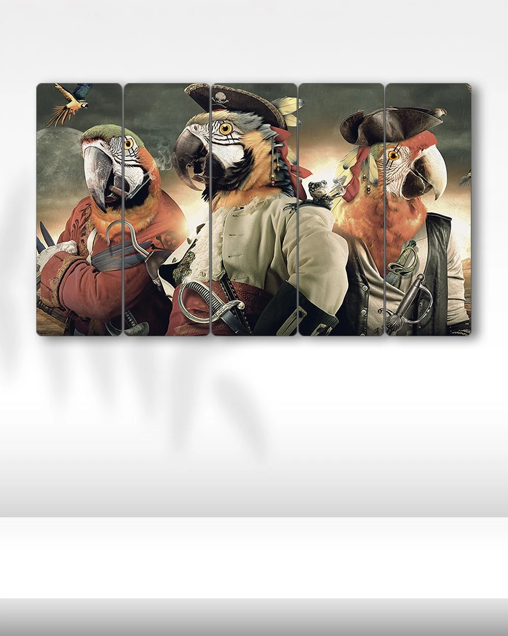 Korsan Papağanlar - 5 Parçalı Tablo