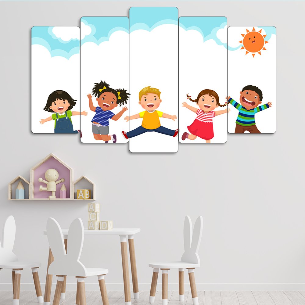 Çocuklar, Güneş - 5 Parçalı Tablo