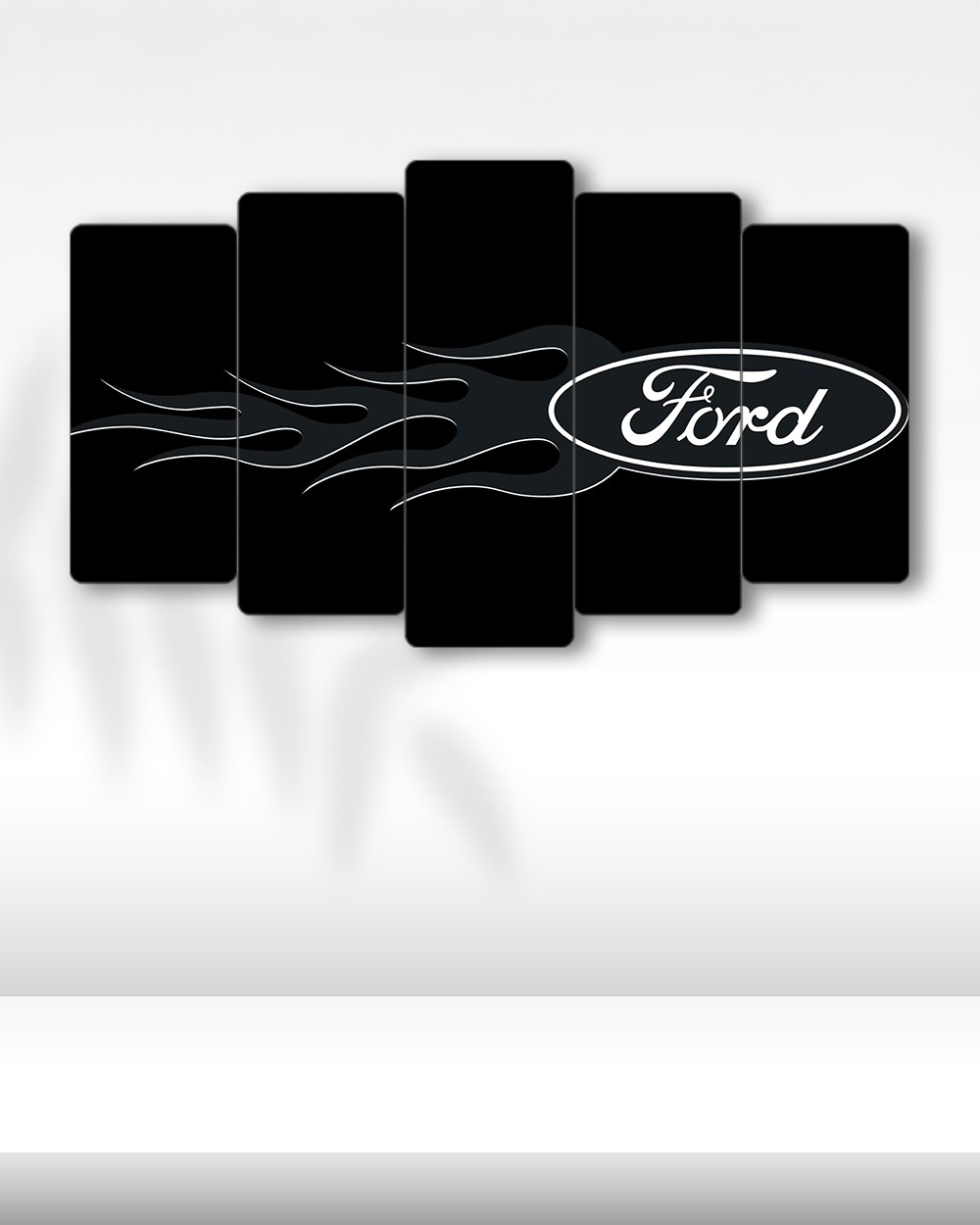 Ford Logo Alev Desenli - 5 Parçalı Araba Tablo