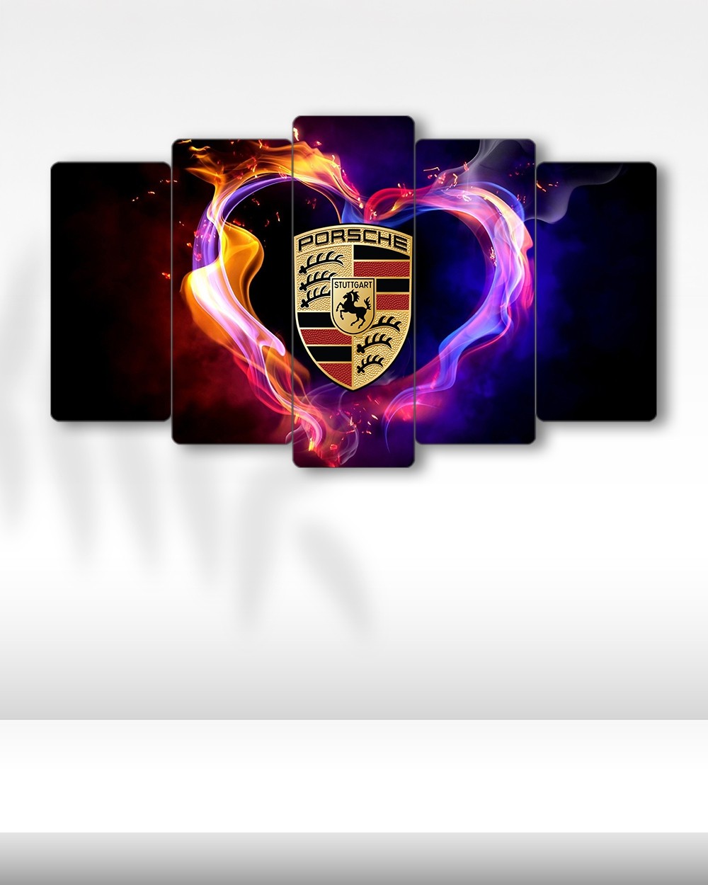 Porsche Logo - 5 Parçalı Araba Tablo