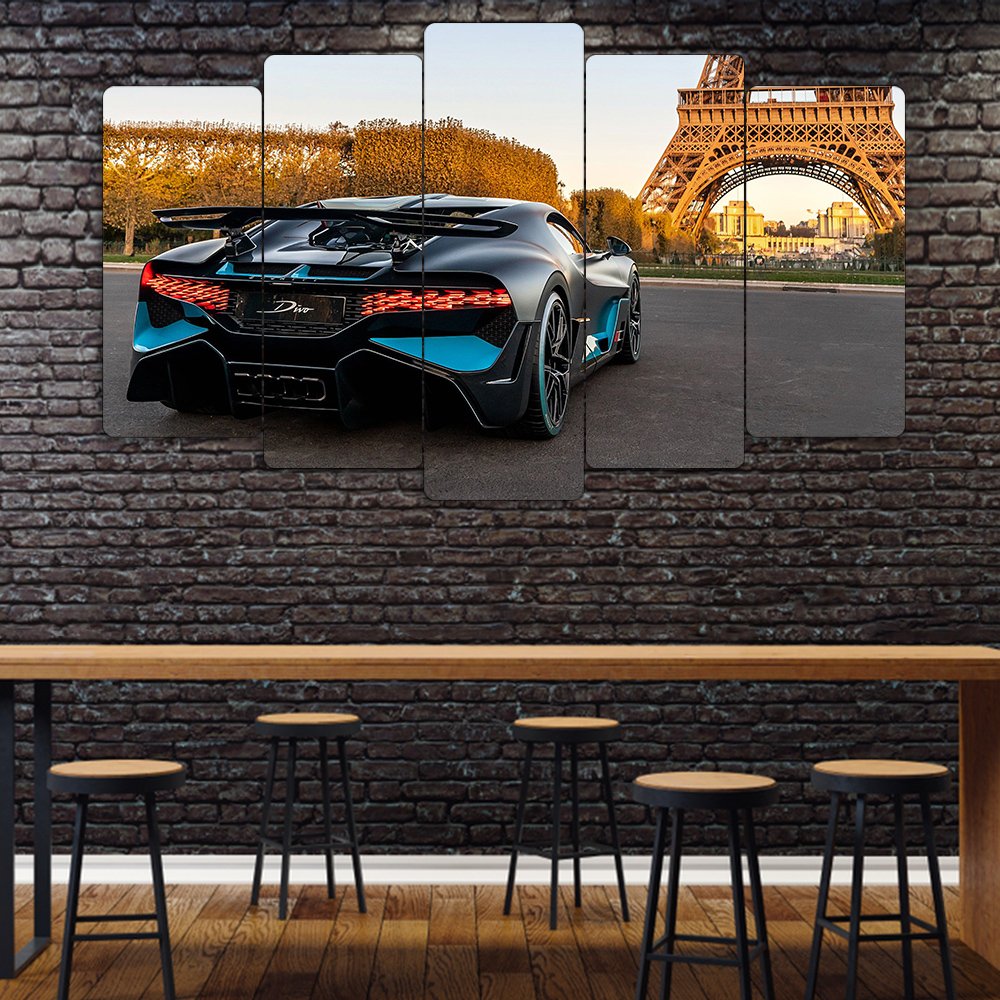 Bugatti Divo Paris Edition - 5 Parçalı Araba Tablo