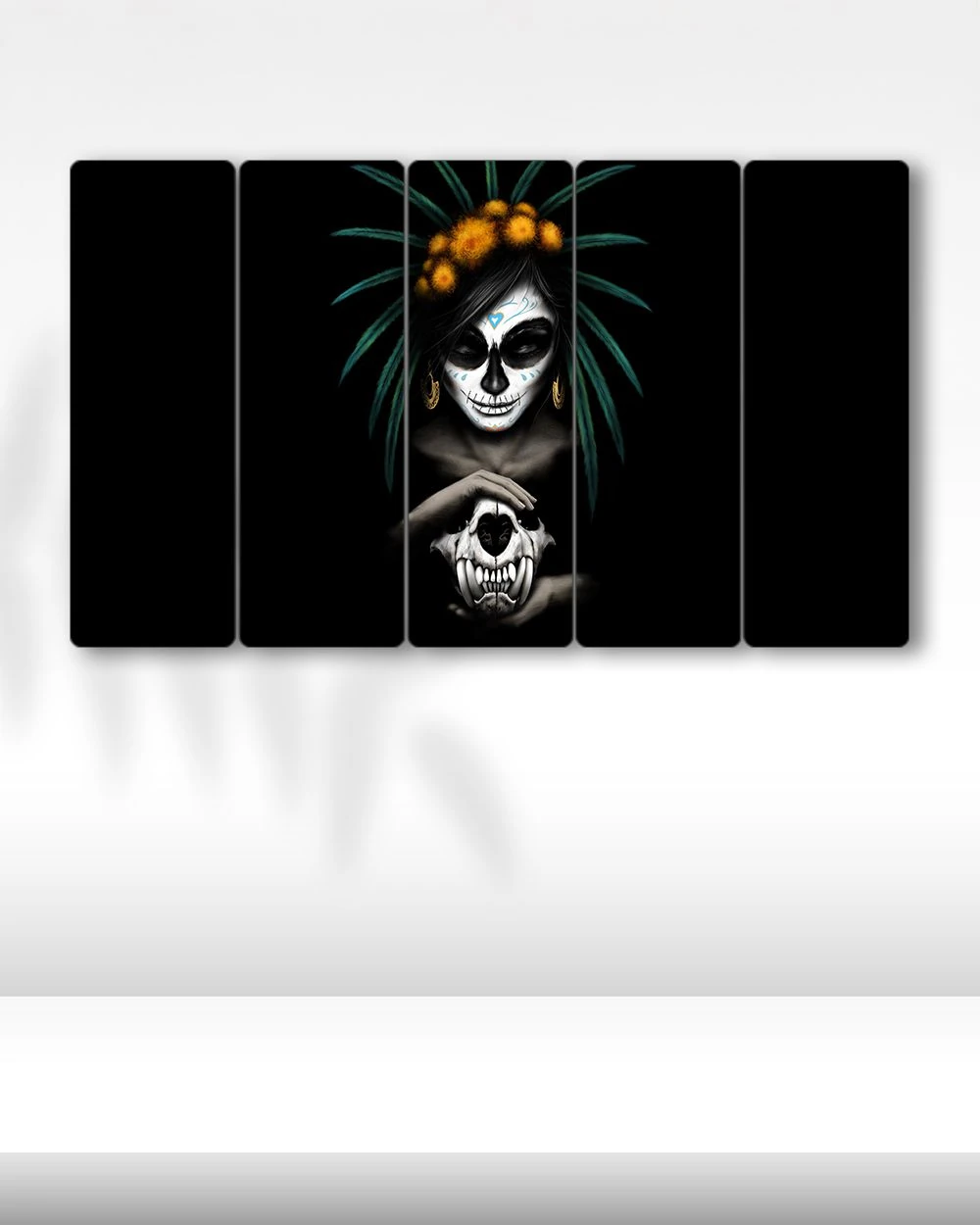 La Catrina, Sugar Skulls - 5 Parçalı Tablo