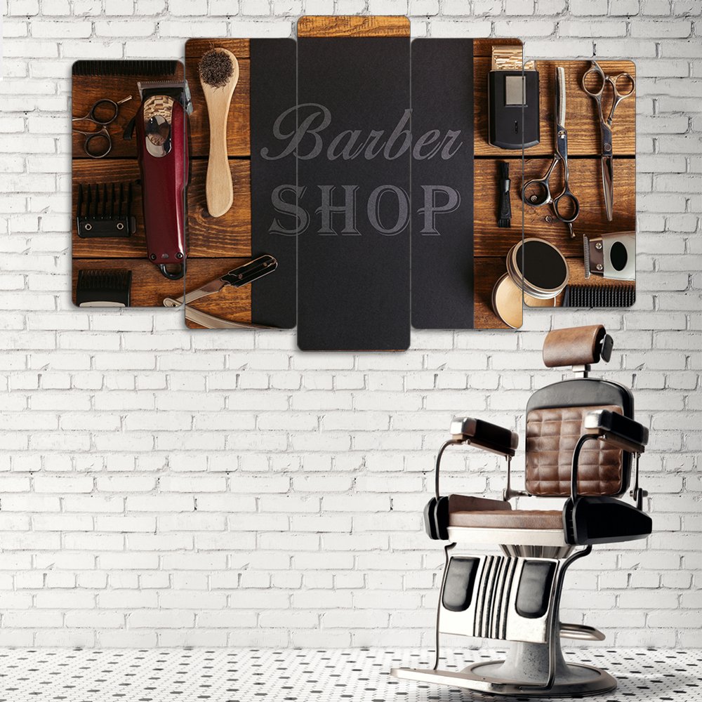 Barber Shop, Tarak, Makas - 5 Parçalı Berber Tablo