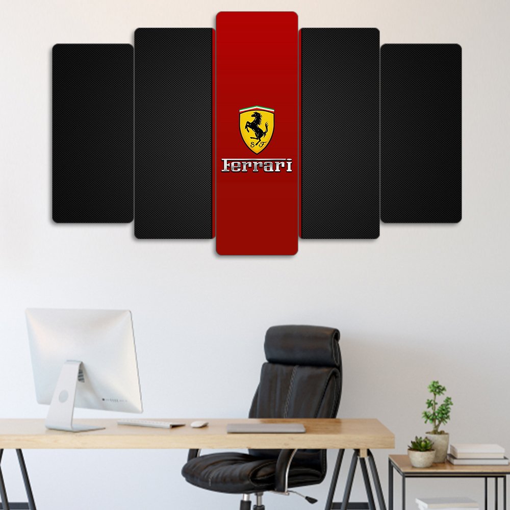 Ferrari Logo - 5 Parçalı Araba Tablo