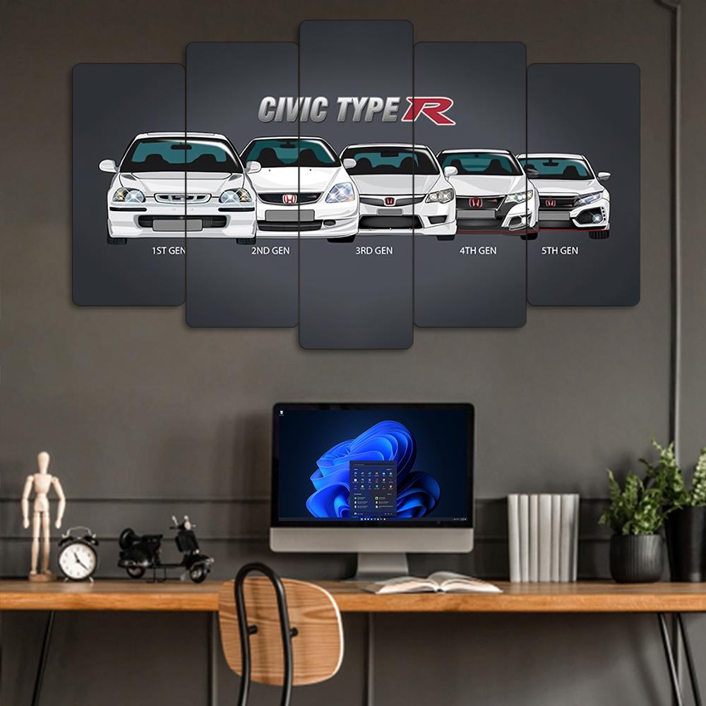 Honda Civic Type R Serisi - 5 Parçalı Araba Tablo