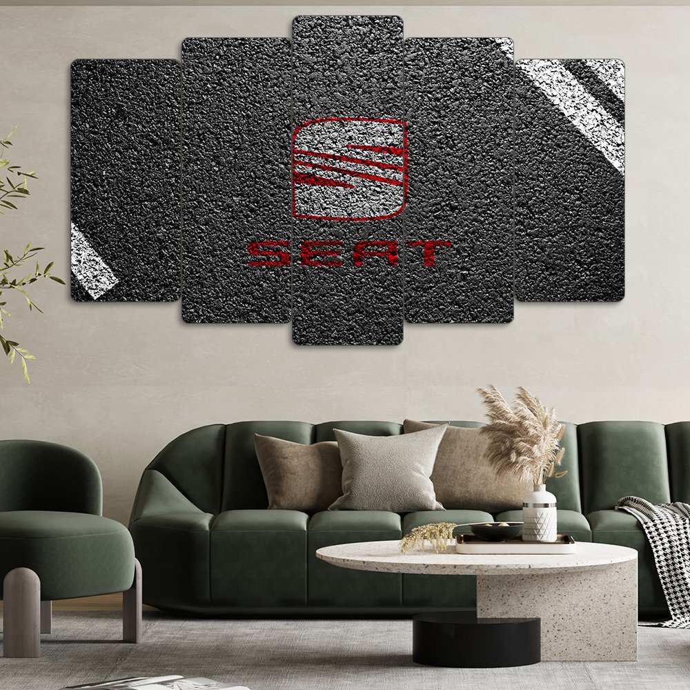 SEAT Asfalt Logosu - 5 Parçalı Araba Tablo