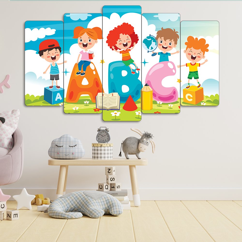 Çocuklar, Harfler - 5 Parçalı Tablo