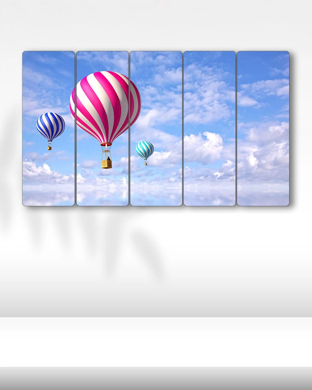 Bulutlarda Uçan Balon, Yansıma - 5 Parçalı Tablo