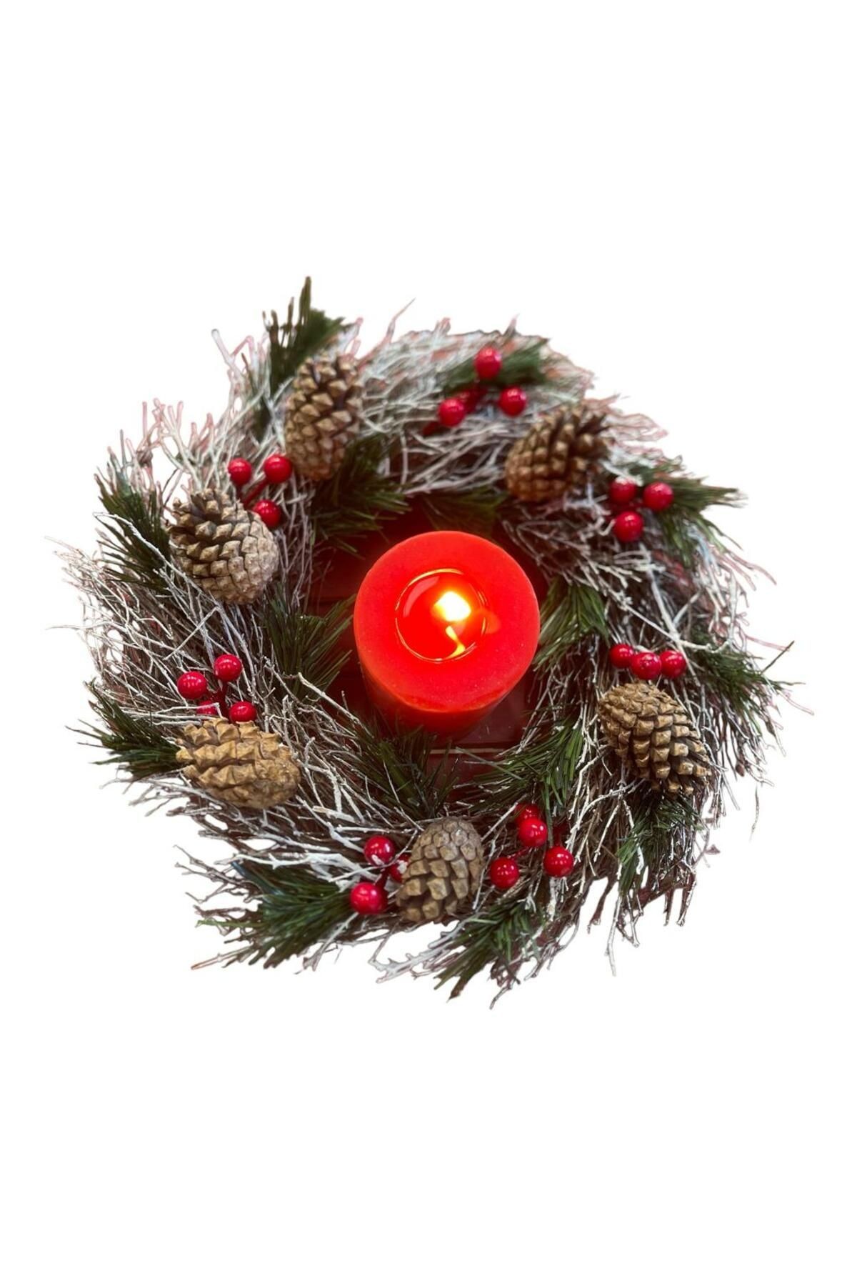 NEW YEAR'S NEW WREATH CANDLESTICK 30CM - HOBBY ENTERTAINMENT NATURAL DECORATION SHOCKED NATURAL PRODUCT