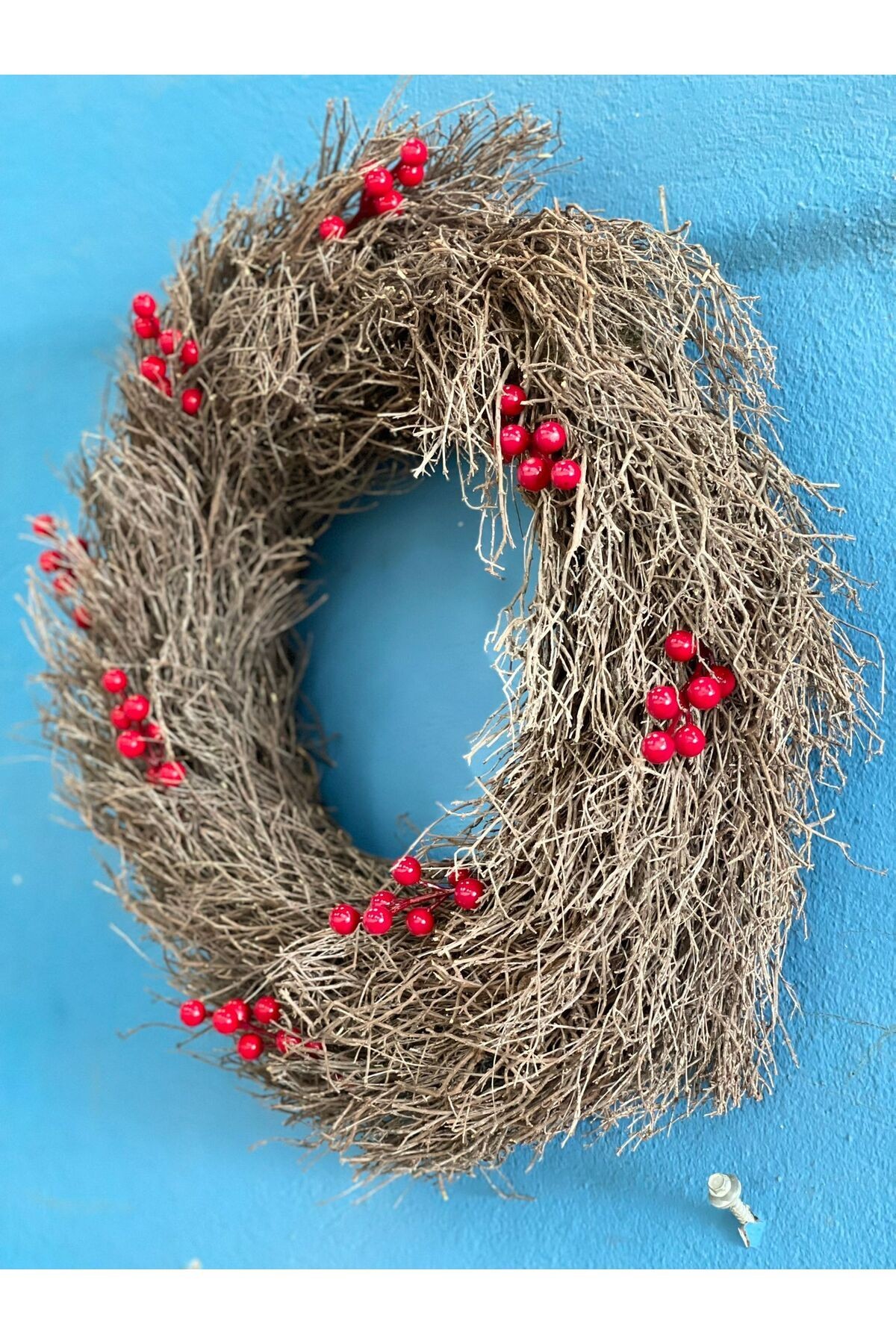 NEW NEW YEAR CHRISTMAS STRONG WREATH 50CM - PARTY ENTERTAINMENT HOBBY DOOR DECORATION DECORATION NATURAL