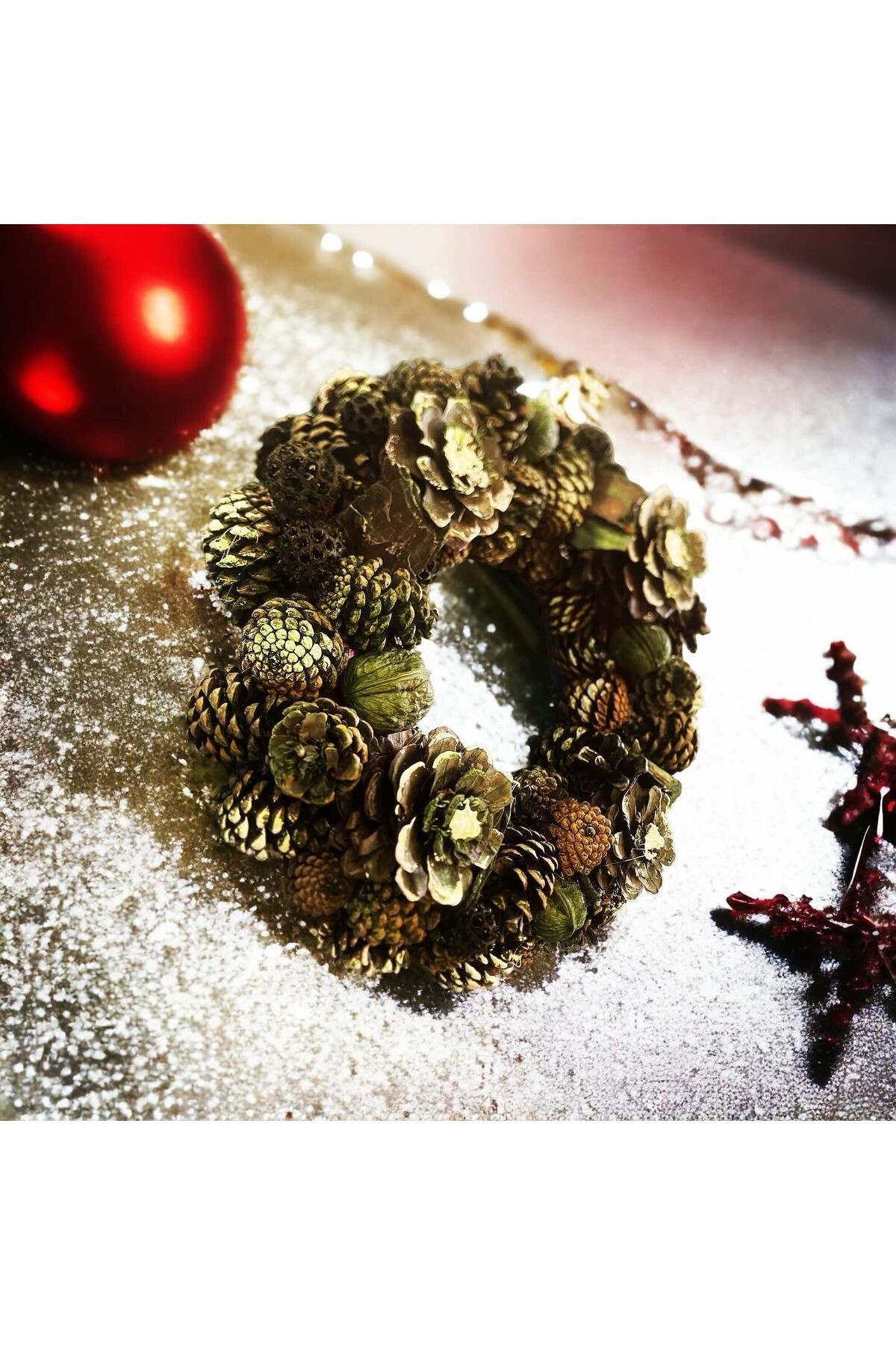 Door Ornament 30cm Green Walnut Wreath - New Year Christmas Party Entertainment Hobby Handmade Natural