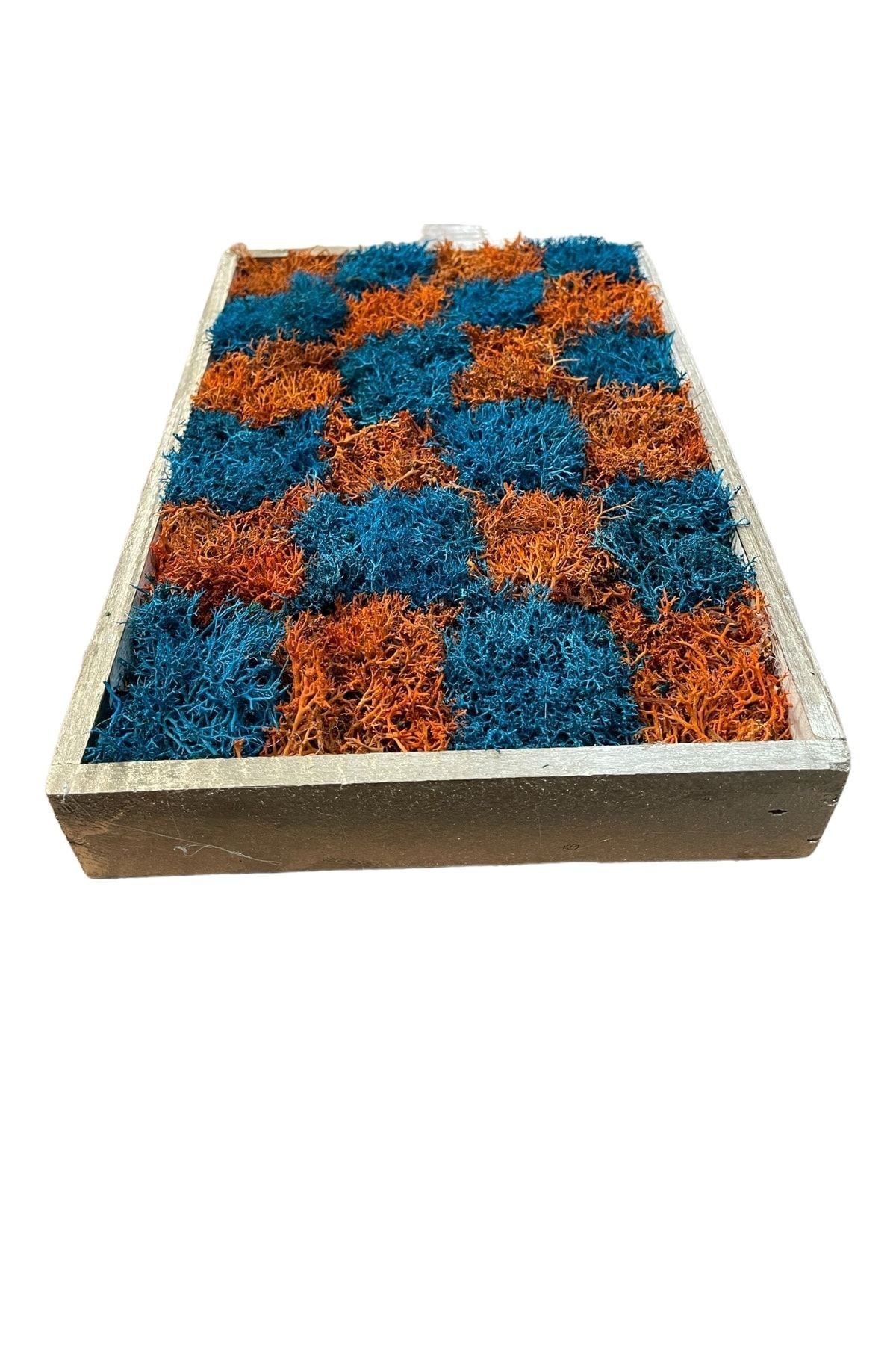 Natural Painting Frosted Norway Moss Checkered Orange Blue Gift Wall Door Table Ornament 20x30cm