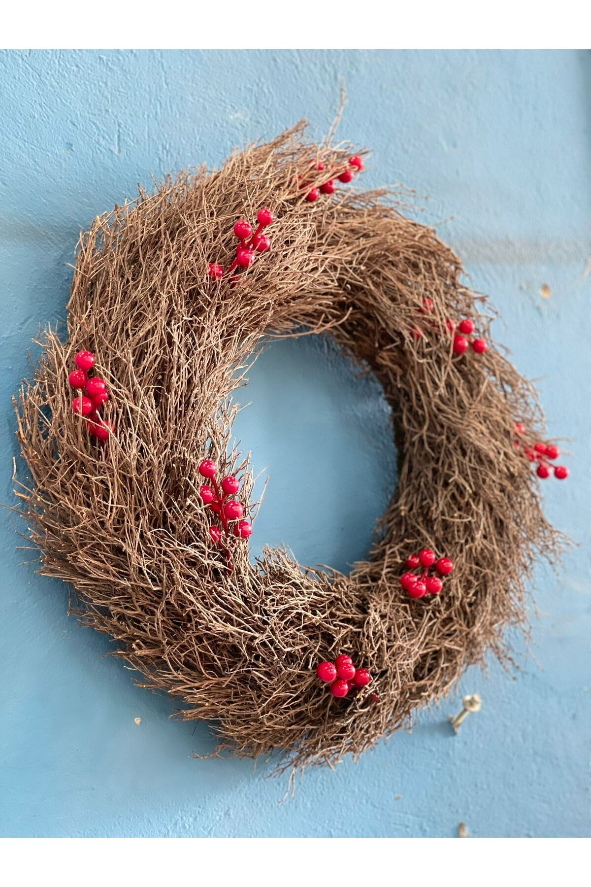 NEW NEW YEAR CHRISTMAS STRONG WREATH 50CM - PARTY ENTERTAINMENT HOBBY DOOR DECORATION DECORATION NATURAL