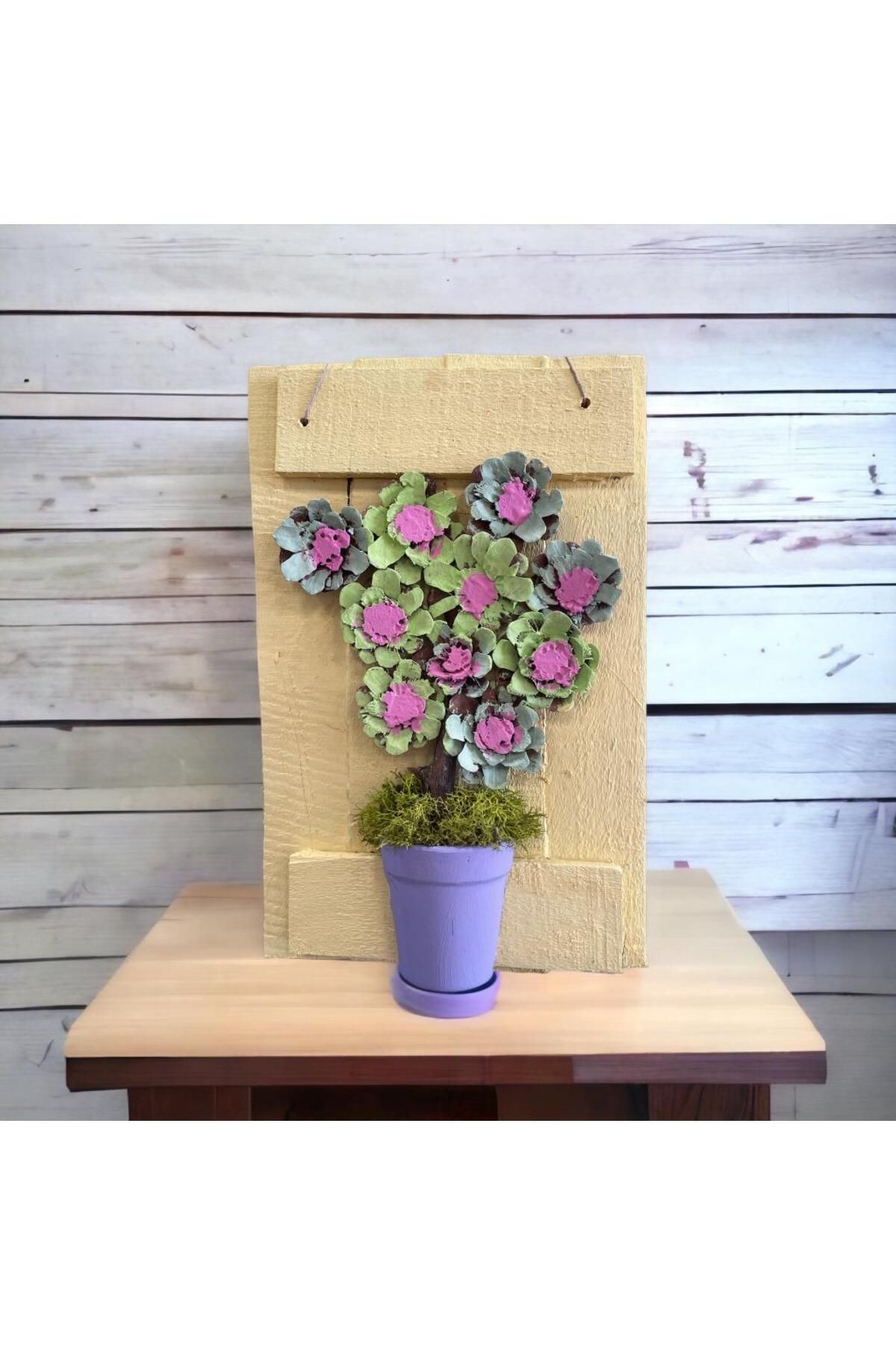 DECORATIVE NATURAL WOODEN TABLE 40 CM - PONE FLOWER - NEW YEAR-CHRISTMAS PARTY ENTERTAINMENT DOOR WALL DESKTOP