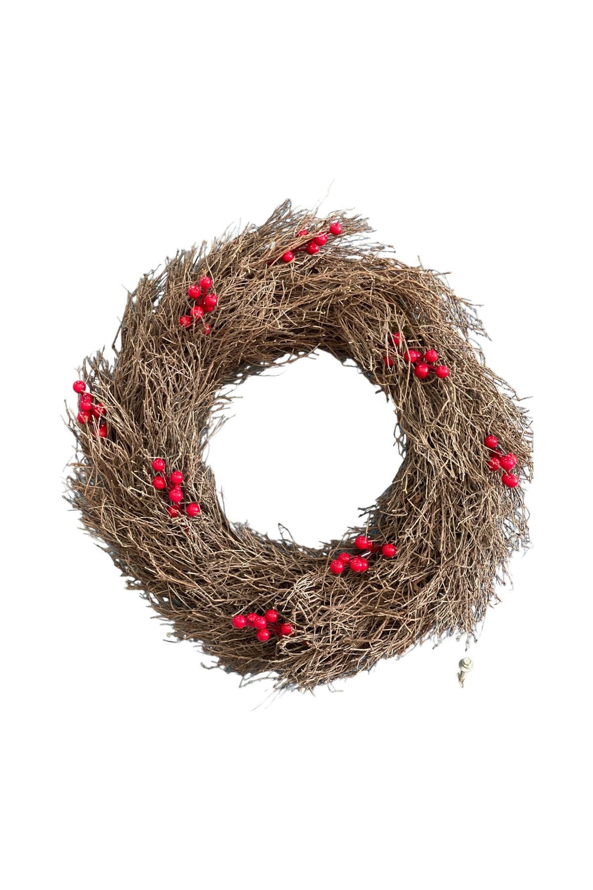 NEW NEW YEAR CHRISTMAS STRONG WREATH 50CM - PARTY ENTERTAINMENT HOBBY DOOR DECORATION DECORATION NATURAL