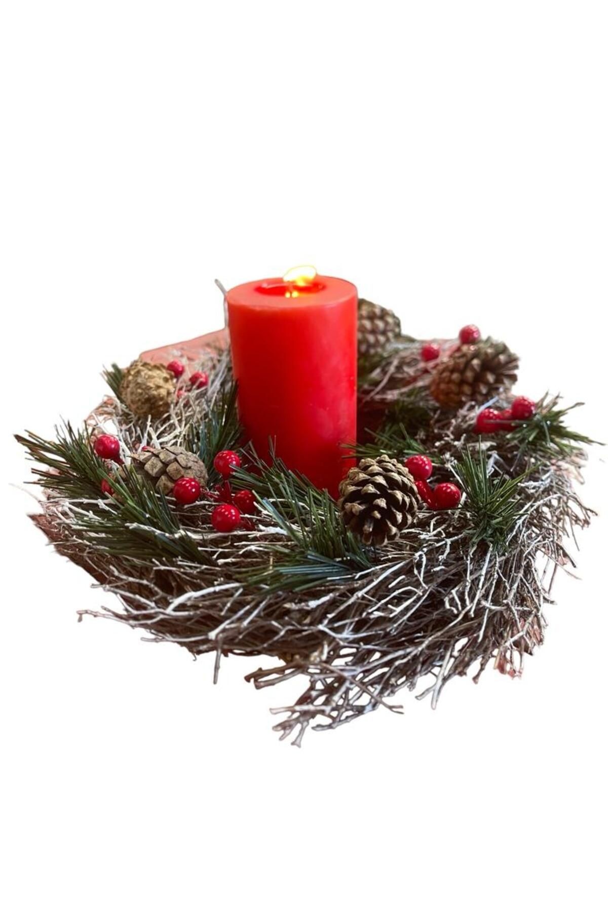 NEW YEAR'S NEW WREATH CANDLESTICK 30CM - HOBBY ENTERTAINMENT NATURAL DECORATION SHOCKED NATURAL PRODUCT