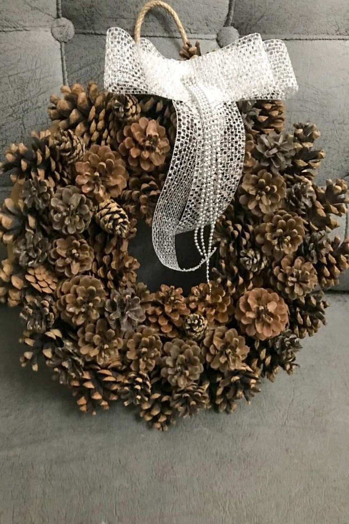 Decorative Pinecone Wreath Door Ornament Kp5 35cmx35cm