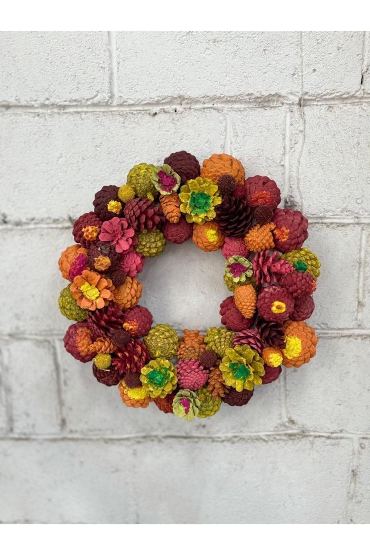 Decorative Wreath Colorful Pinecones