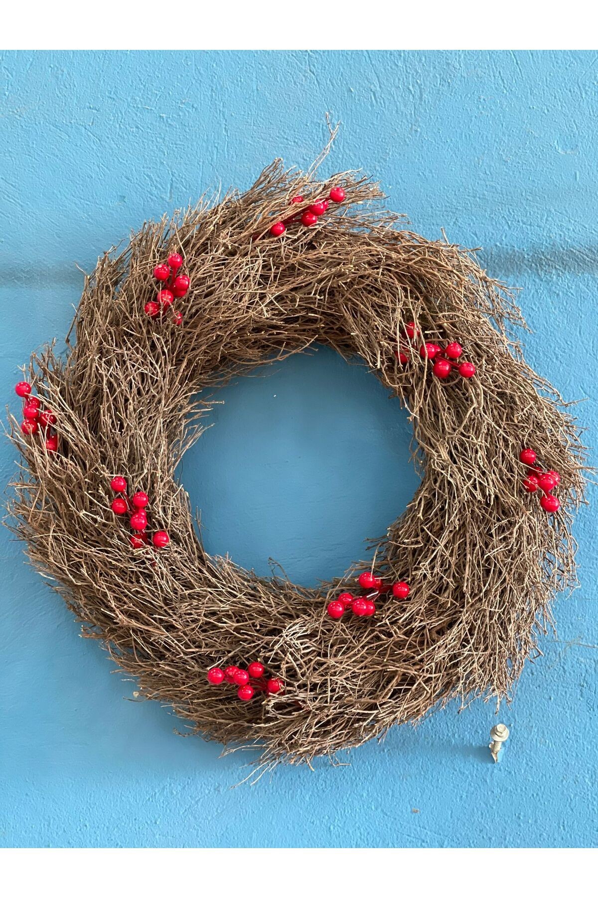 NEW NEW YEAR CHRISTMAS STRONG WREATH 50CM - PARTY ENTERTAINMENT HOBBY DOOR DECORATION DECORATION NATURAL