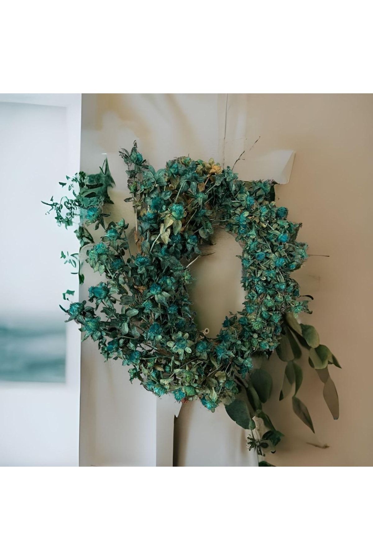 Saffron Wreath Turquoise Blue Love 38cm - Hobby Party Entertainment Christmas Door Decoration, Wall Decoration