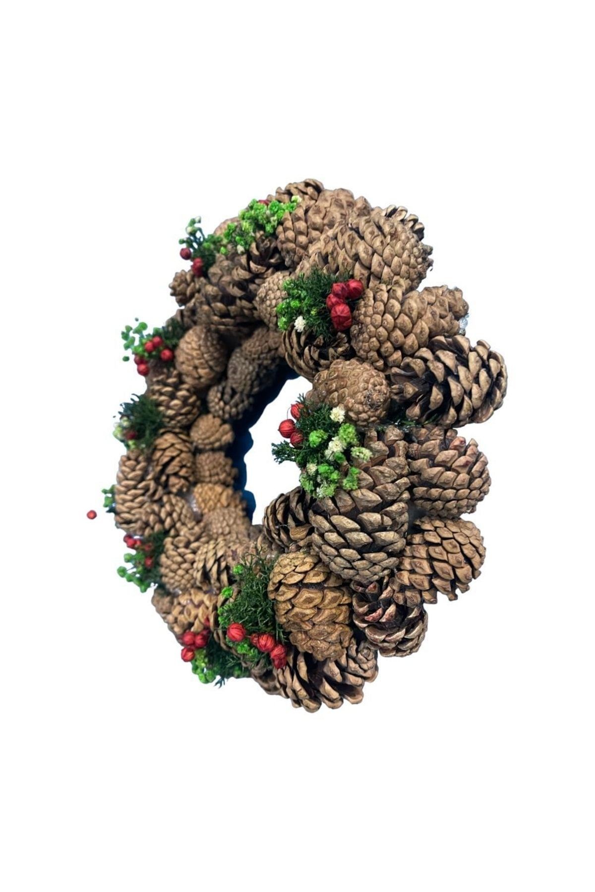 New Year's Door Ornament 28cm Wreath Cone - Shocked Terrarium Moss, Chipso, Bagel, Hobby Decoration