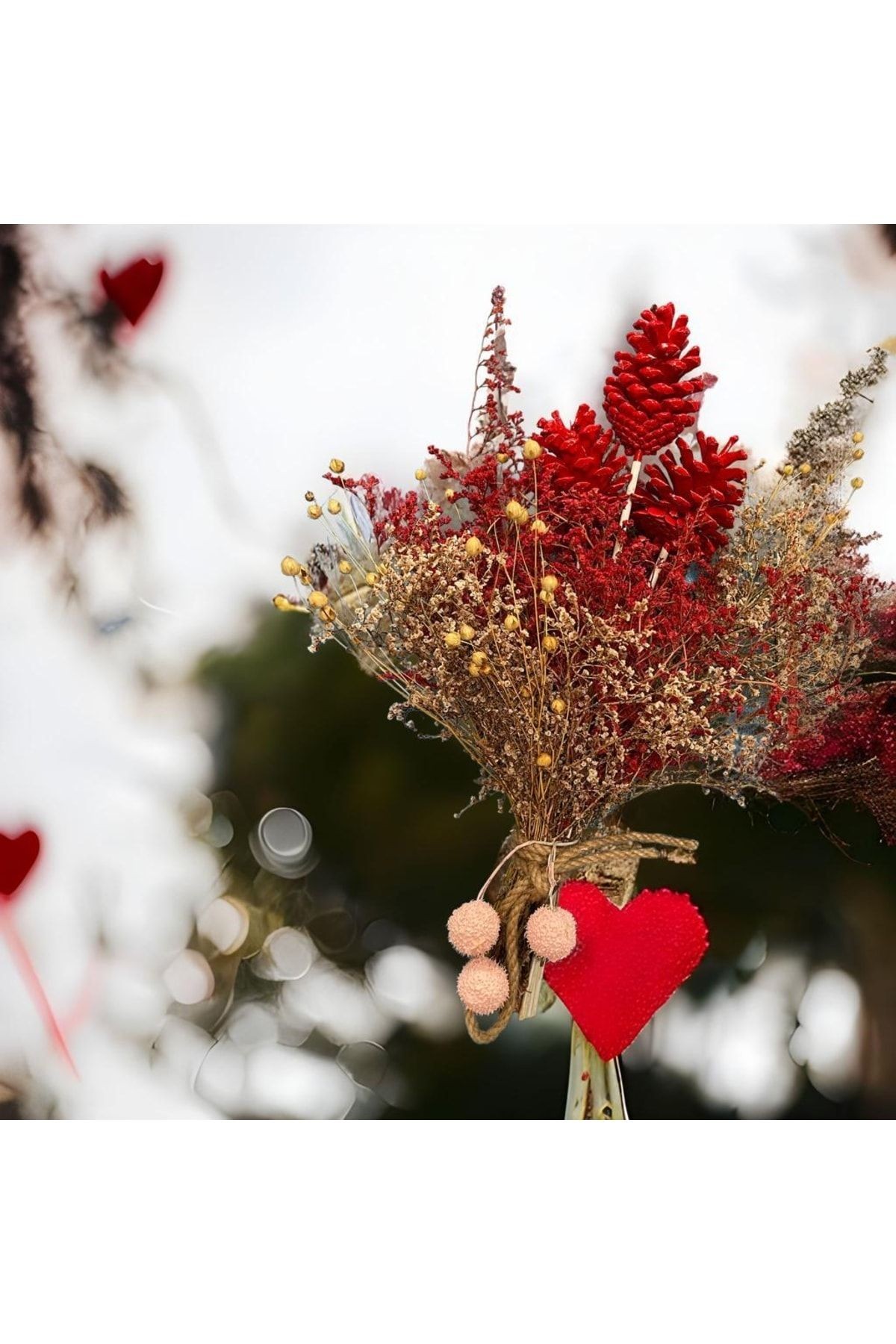 Şoklanmış Doğal Kırmızı Buket Sevgililer Günü Özel - Hediyelik Demet Lovely Valentines Day