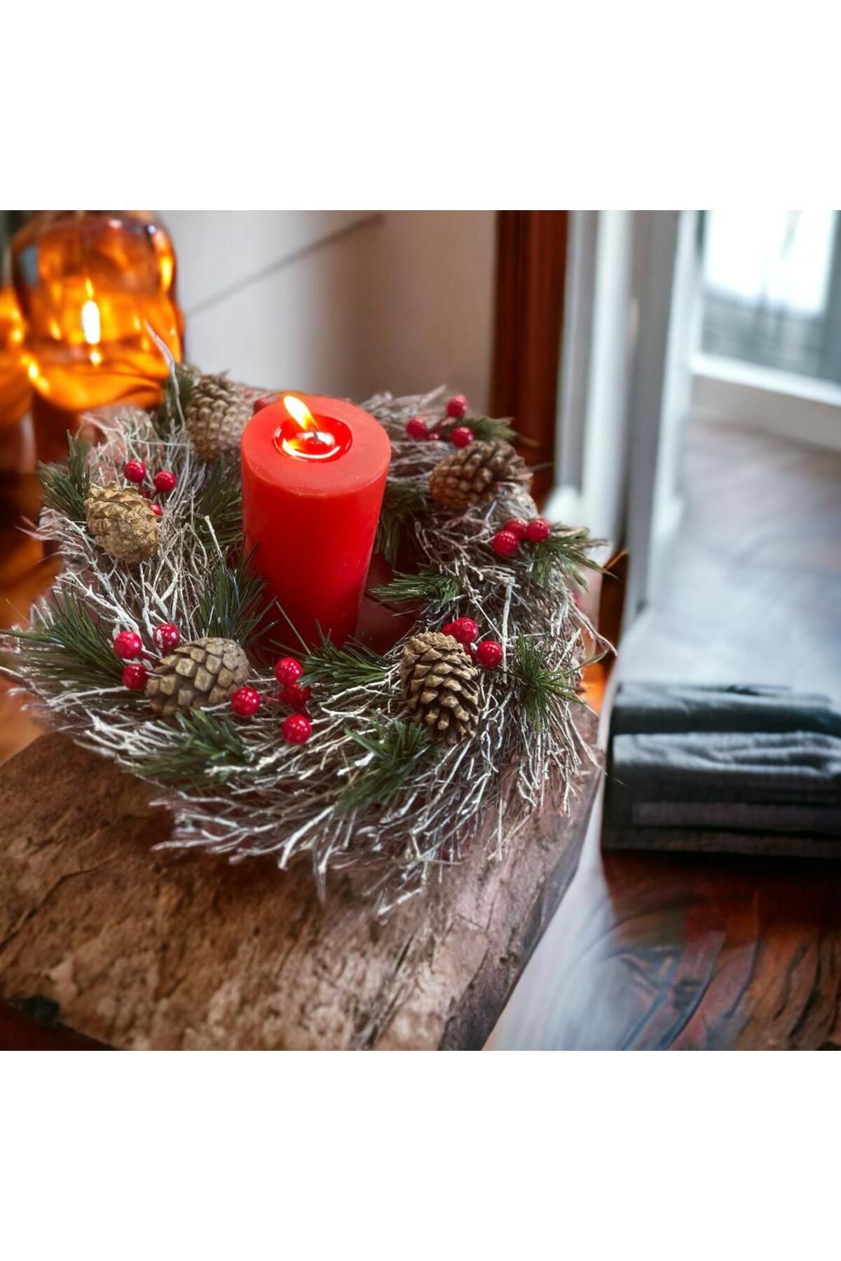 NEW YEAR'S NEW WREATH CANDLESTICK 30CM - HOBBY ENTERTAINMENT NATURAL DECORATION SHOCKED NATURAL PRODUCT