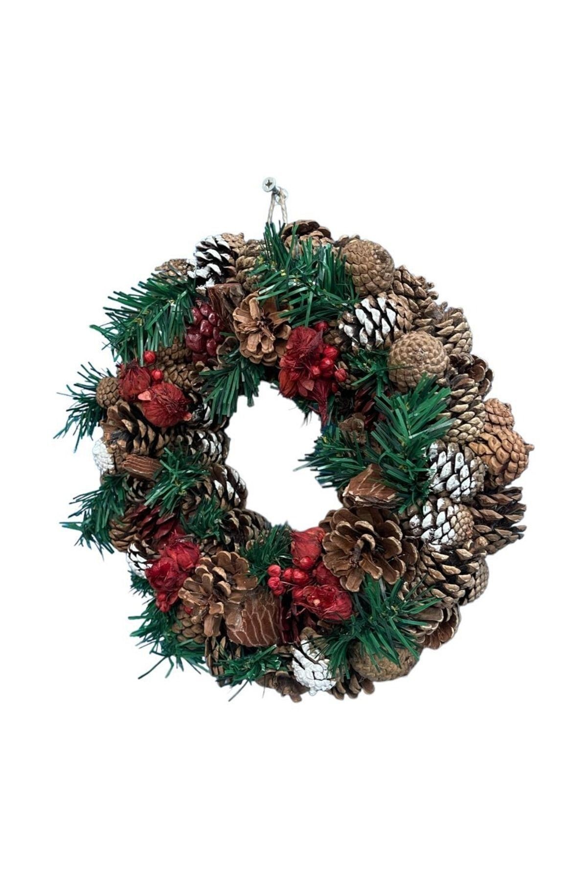 New Year's Special Natural Frosted Wreath Door Ornament 30cm, Wall Decoration, Gift