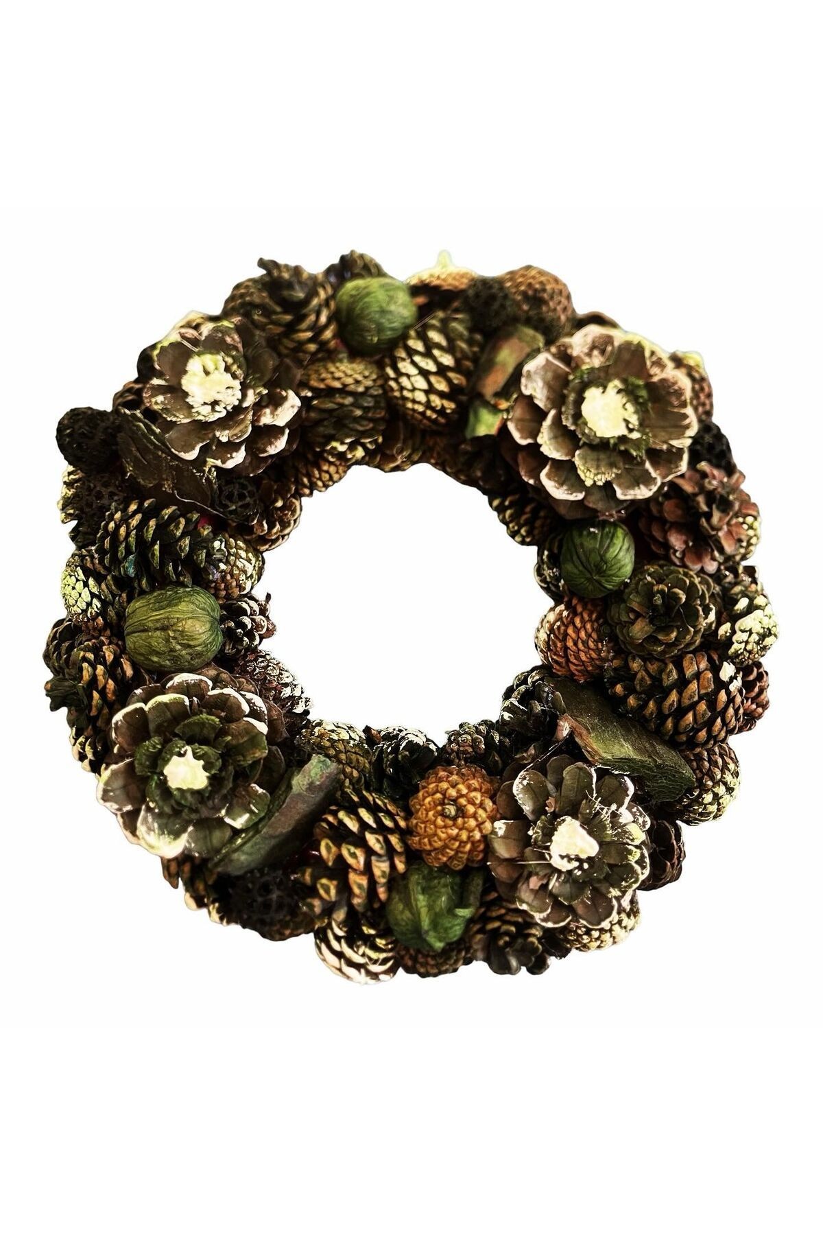 Door Ornament 30cm Green Walnut Wreath - New Year Christmas Party Entertainment Hobby Handmade Natural