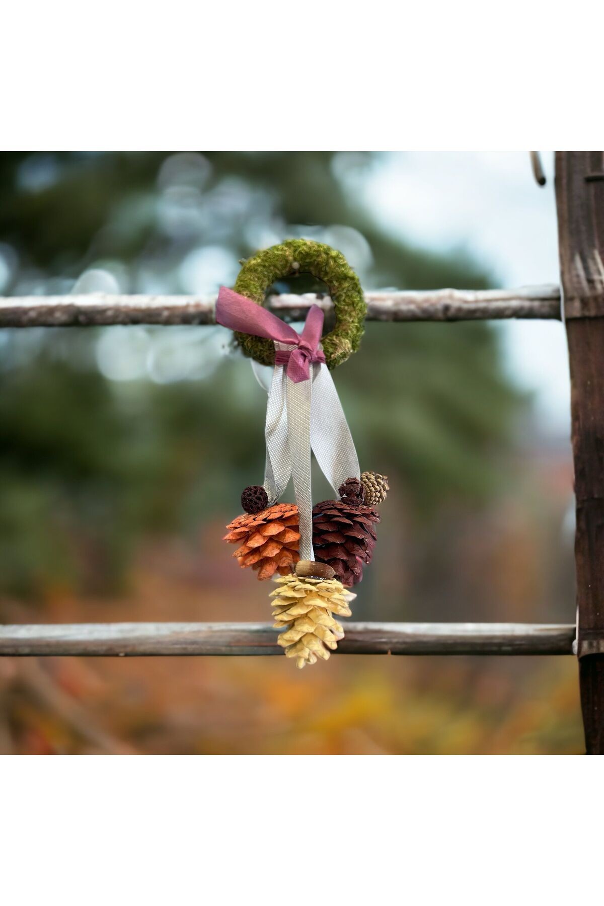 3-teiliges Neujahrs-Tannenzapfen-Türornament, 14–18 cm, Wand-, Garten- und Heimdekoration