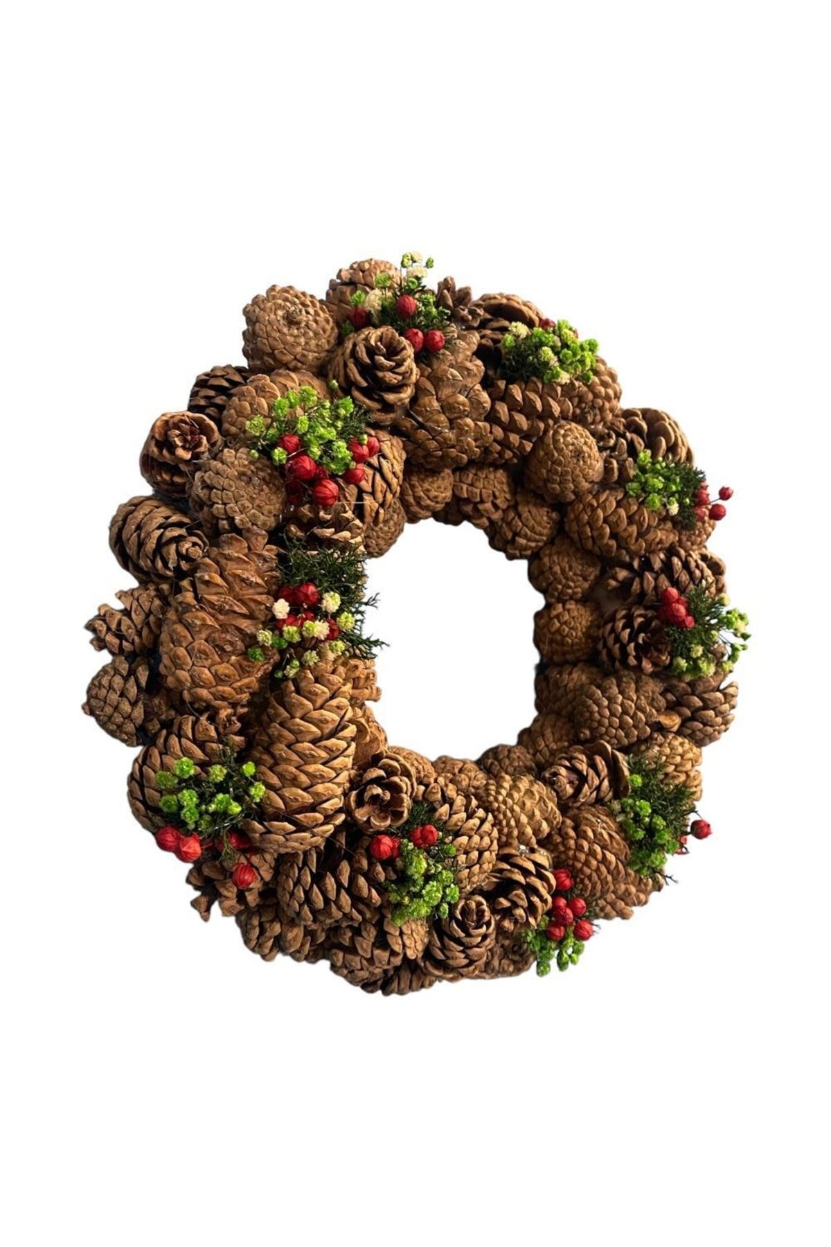 New Year's Door Ornament 28cm Wreath Cone - Shocked Terrarium Moss, Chipso, Bagel, Hobby Decoration