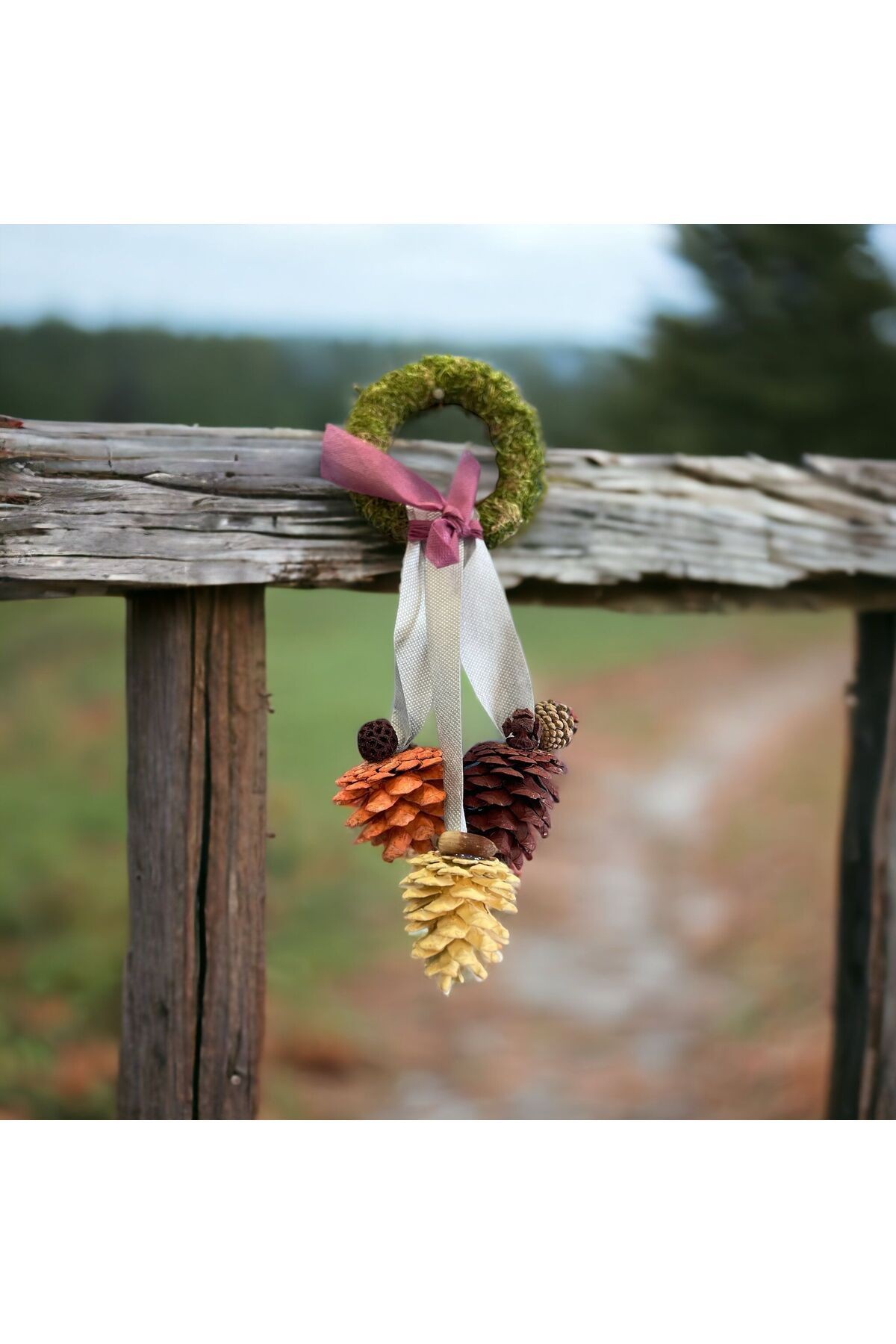 New Year's 3-Piece Pinecone 14-18cm Door Ornament, Wall Garden Home Decoration