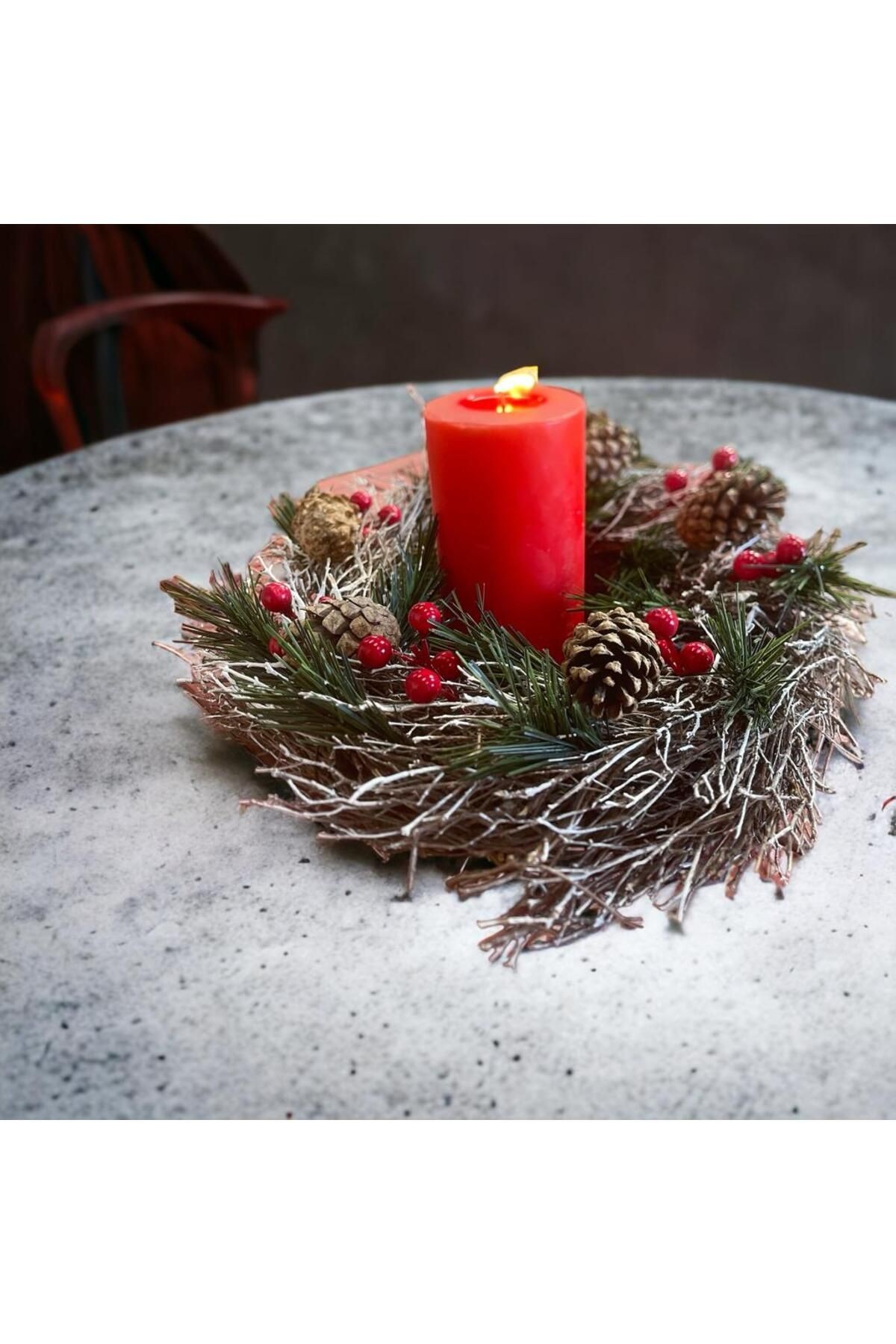 NEW YEAR'S NEW WREATH CANDLESTICK 30CM - HOBBY ENTERTAINMENT NATURAL DECORATION SHOCKED NATURAL PRODUCT