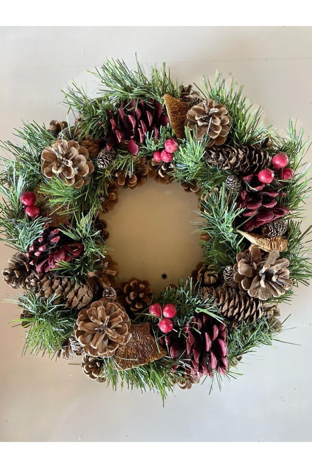 Decorative Pinecone Wreath Christmas Ornament, Door Wall, Pi Hobby Entertainment Decoration Handmade