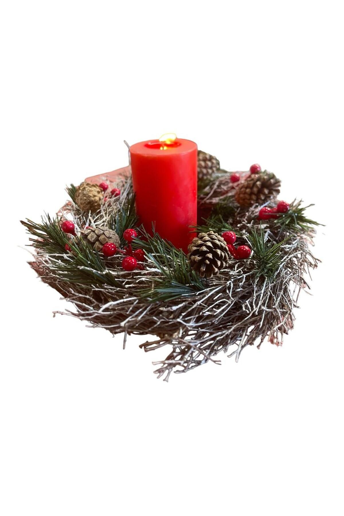 NEW YEAR'S NEW WREATH CANDLESTICK 30CM - HOBBY ENTERTAINMENT NATURAL DECORATION SHOCKED NATURAL PRODUCT