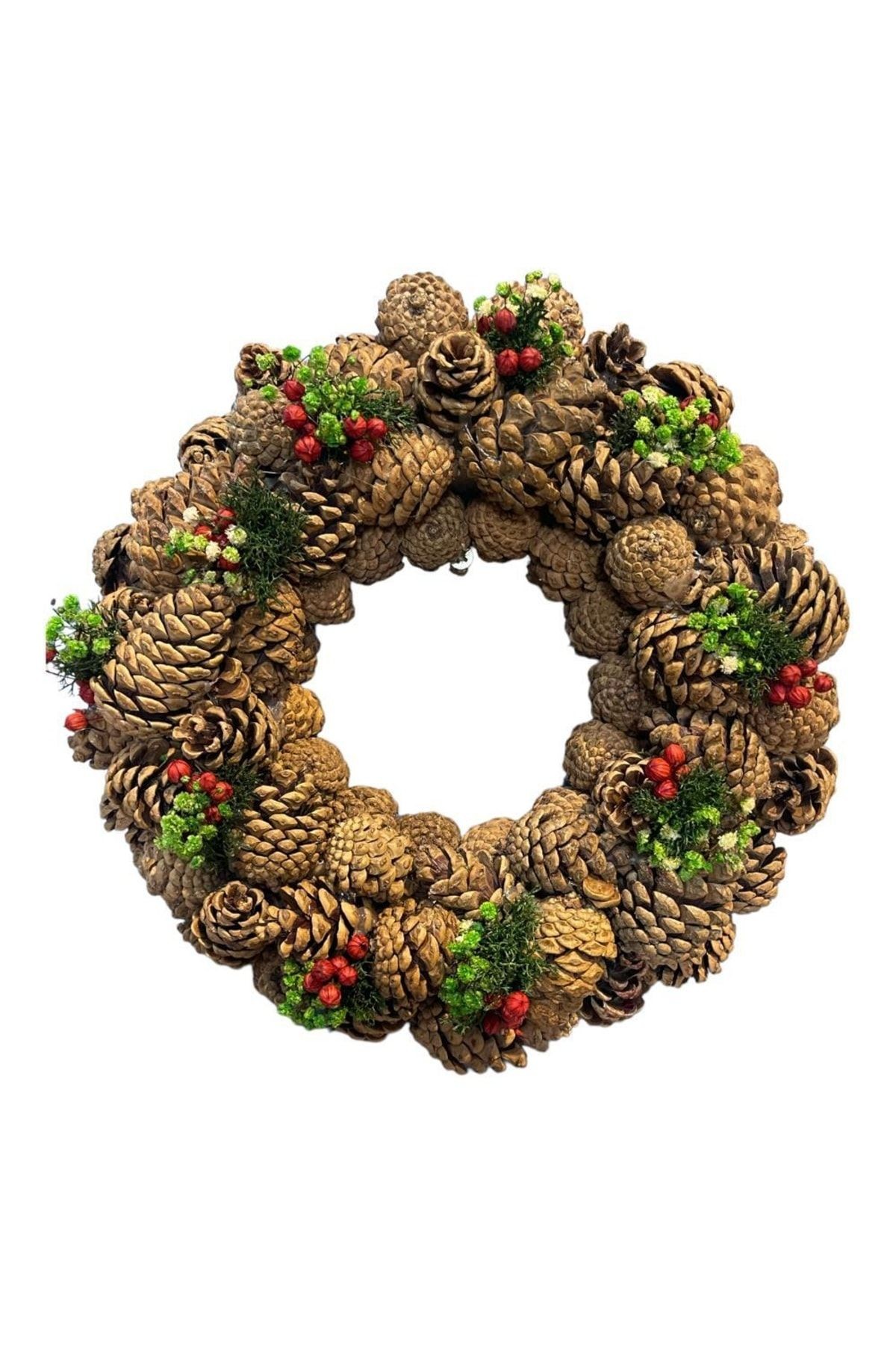 New Year's Door Ornament 28cm Wreath Cone - Shocked Terrarium Moss, Chipso, Bagel, Hobby Decoration