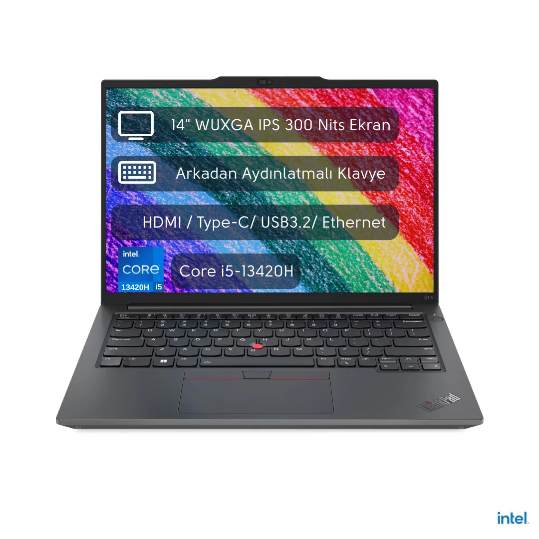 Lenovo ThinkPAD E14 Intel Core i5 13420H 8GB 512GB SSD 14" WUXGA FreeDOS Taşınabilir Bilgisayar 21JK00LCTX