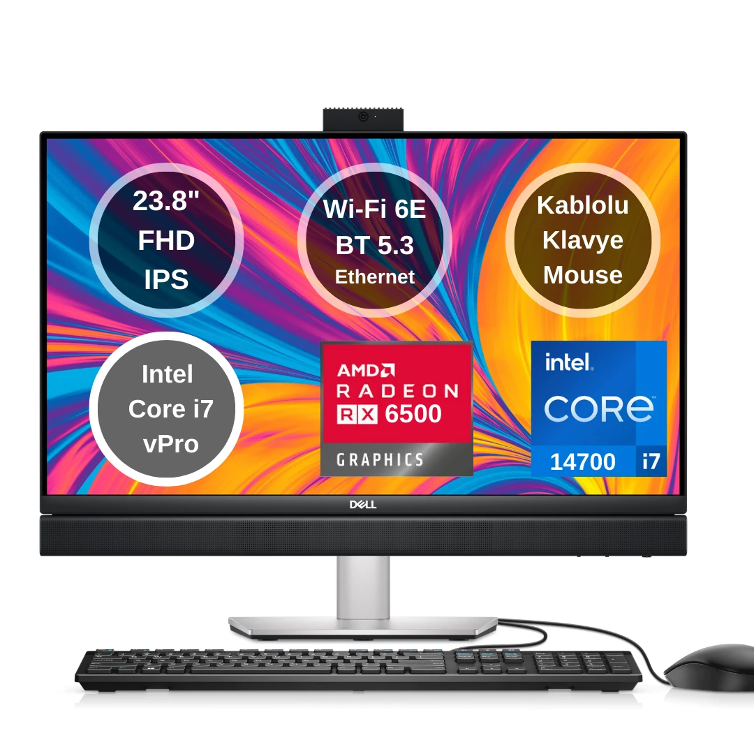 Dell Optiplex 7420 Intel Core I7 14700 vPro 16GB 512GB SSD 4GB RX6500 23.8" Fhd FreeDOS All-In-One Bilgisayar
