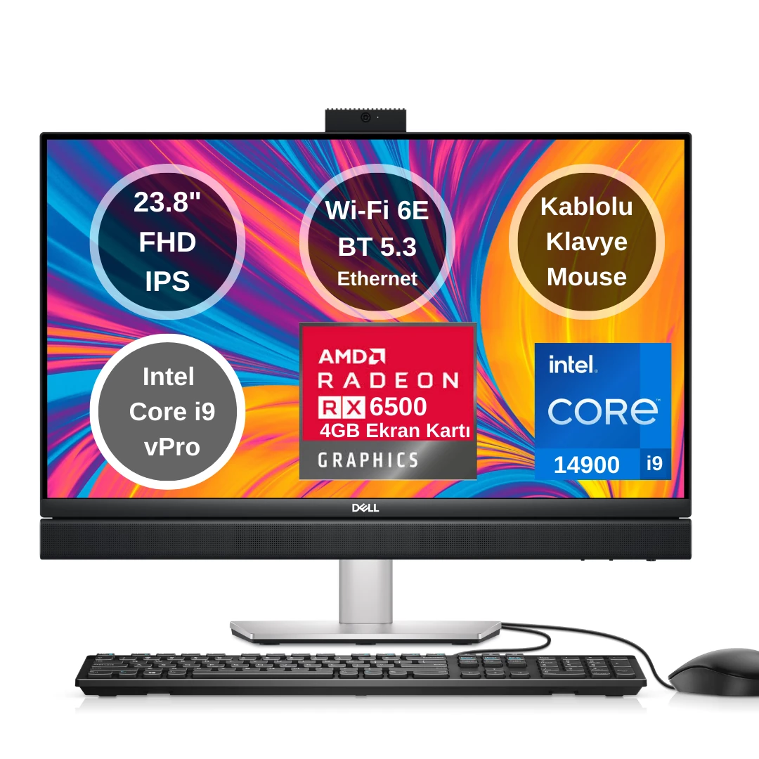Dell Optiplex 7420 Intel Core I9 14900 vPro 16GB 512GB SSD 4GB RX6500 23.8" Fhd FreeDOS All-In-One Bilgisayar