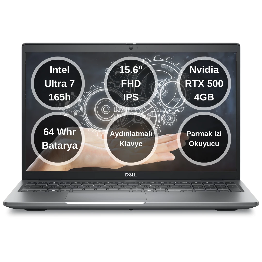 Dell Precision M3591 Intel Core Ultra 7 165H 16GB 512GB SSD 4GB Nvidia RTX A500 15.6" FHD FreeDOS Taşınabilir İş İstasyonu 