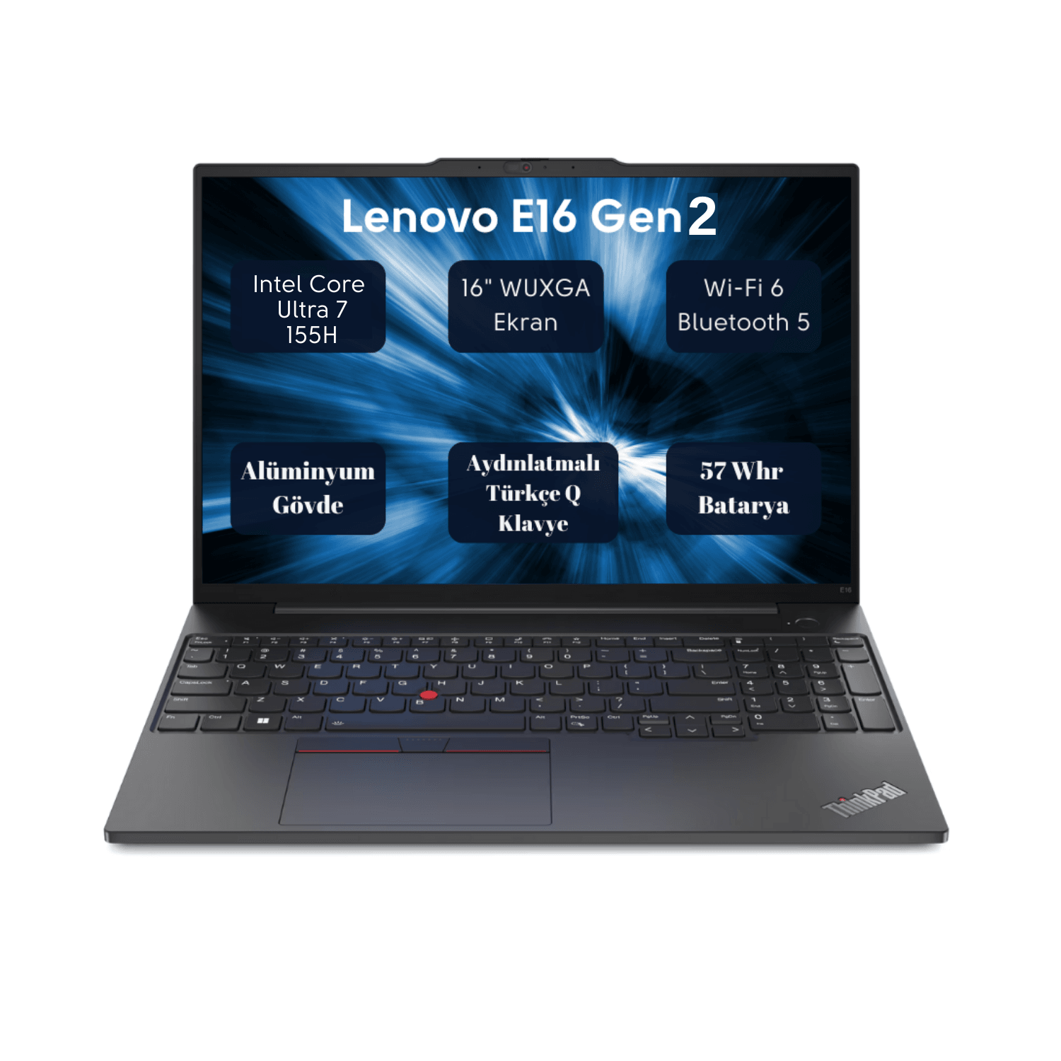 Lenovo ThinkPad E16 Intel Core Ultra 7 155H 16GB 512GB SSD 16" FHD FreeDOS Taşınabilir bilgisayar 21MA008XTX - 16GB