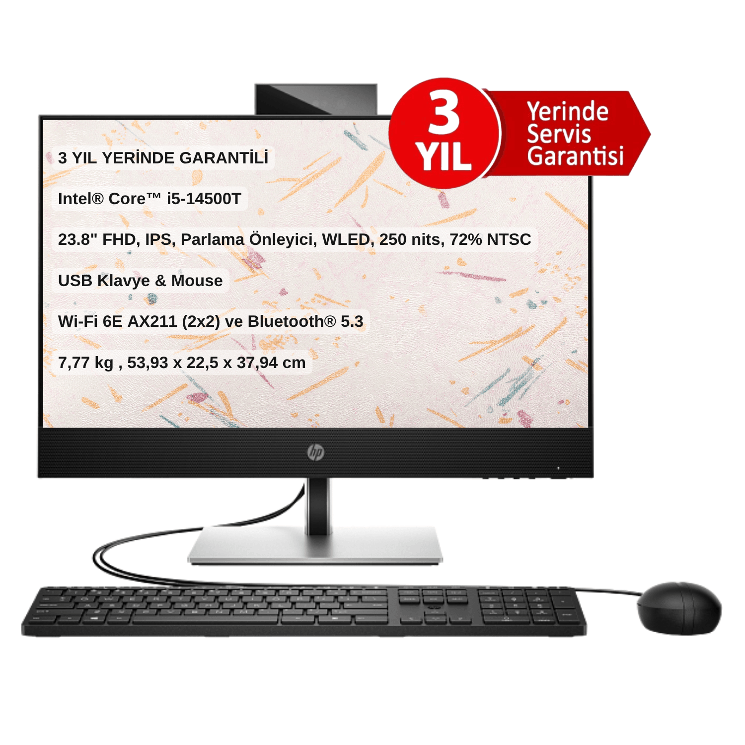 HP ProOne 440 G9 Intel Core i5 14500T 16GB 512GB SSD 23.8" FHD FreeDos AIO Masaüstü Bilgisayar  9H6X3ET