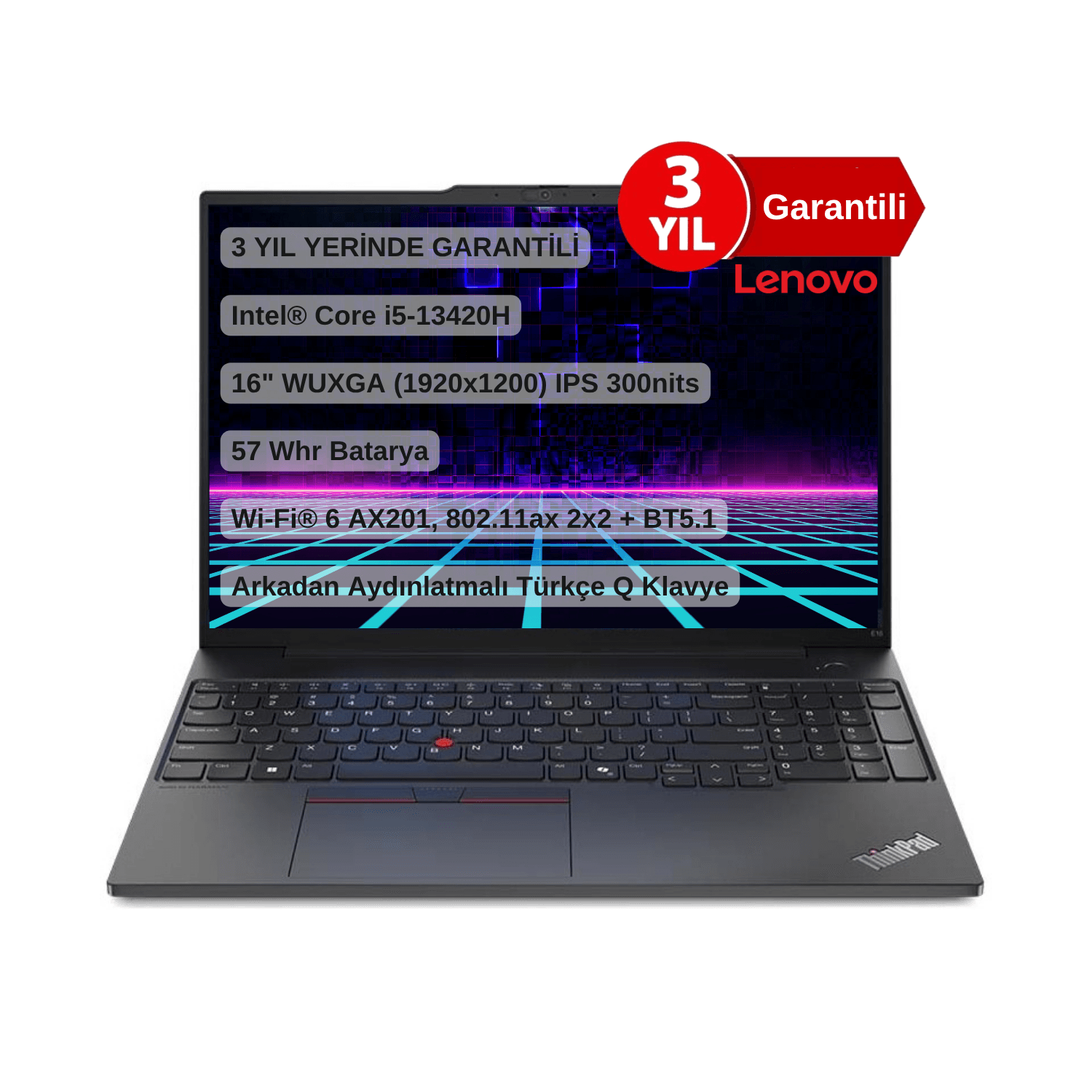 Lenovo ThinkPad E16 Gen1 21JN00JUTX Intel Core i5 13420H 16 GB 512 GB 16" FreeDos Dizüstü Bilgisayar - 16GB