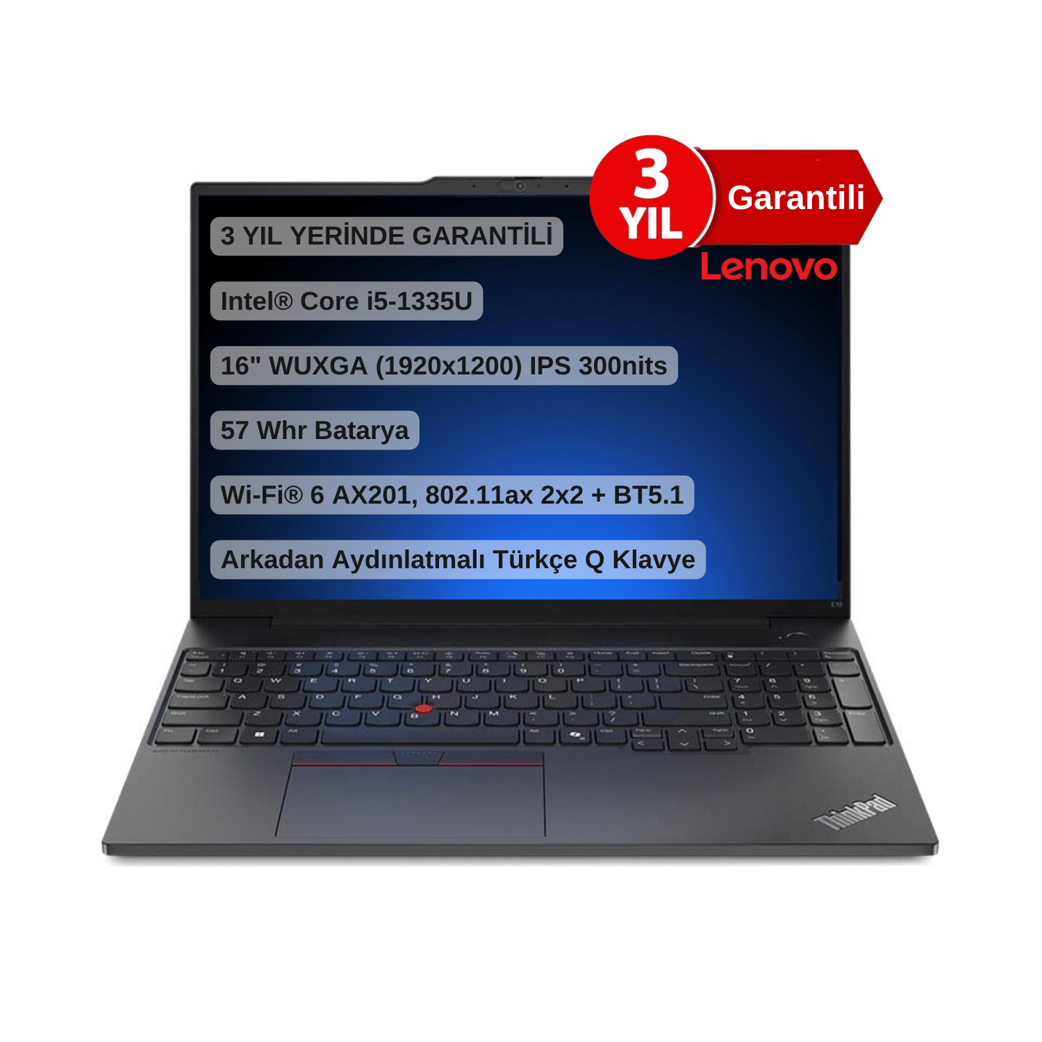 Lenovo ThinkPad E16 Gen1 Intel Core i5 1335U 16 GB 512 GB SSD Iris Xe Graphics 16″ Notebook 21JN00MWTX - 16GB