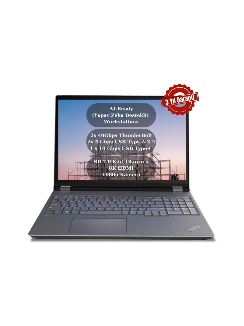 Lenovo Thinkpad P16 Gen 2 Intel Core I9 13980HX 192GB 1tb SSD 16GB Nvıdıa RTX5000ADA WM970 Chipset 16" Wqxga 165Hz 500NITS Windows 11 Pro Taşınabilir Iş Istasyonu 21FA000BTX