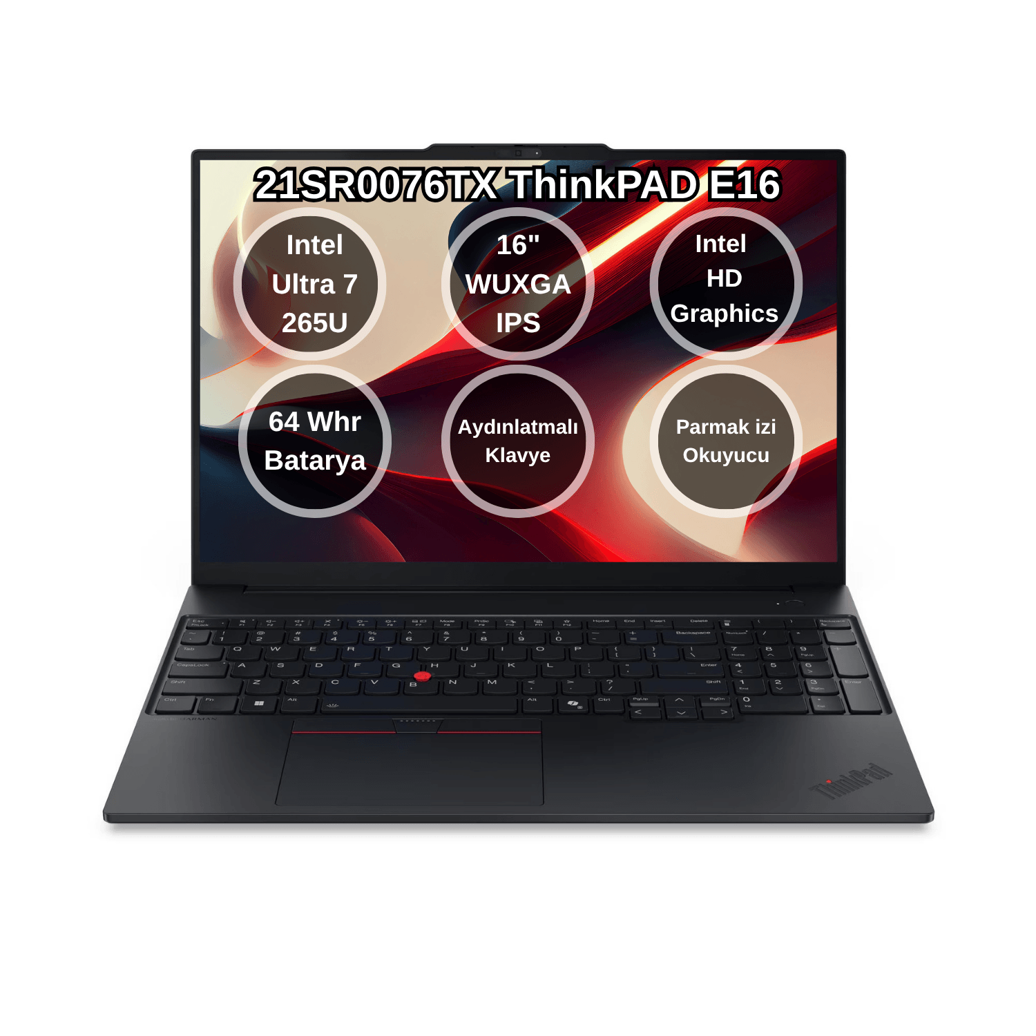 Lenovo Thinkpad E16 Gen 3 Intel Core Ultra 7 265U 16GB 512GB SSD 16" Wuxga Freedos Taşınabilir Bilgisayar 21SR0076TX