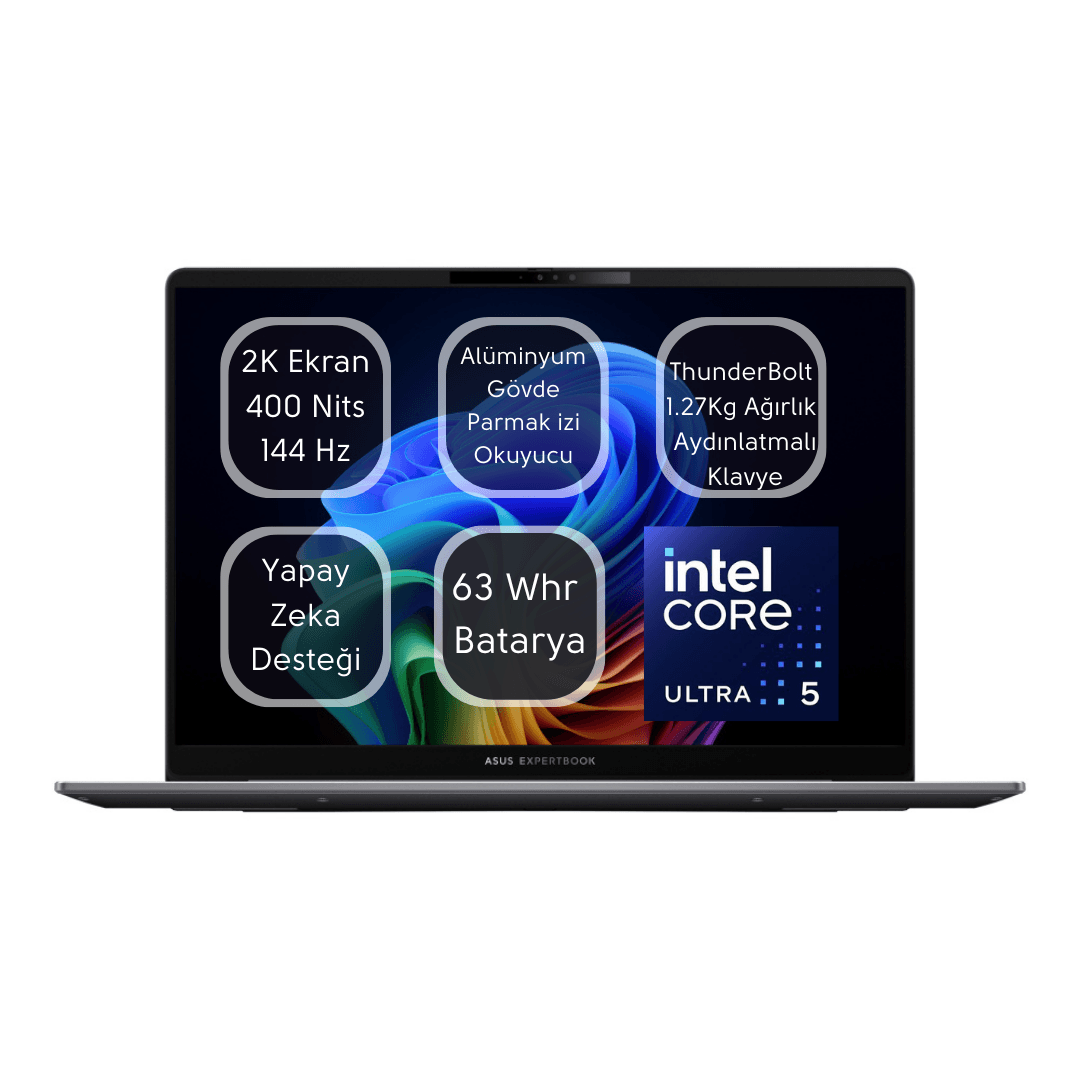 Asus Expertbook P5 Intel® Core™ Ultra 5 226V 16GB Ram 512GB SSD Laptop 14" 2k Wuxga Freedos Taşınabilir Bilgisayar P5405CSA-I516512S0D