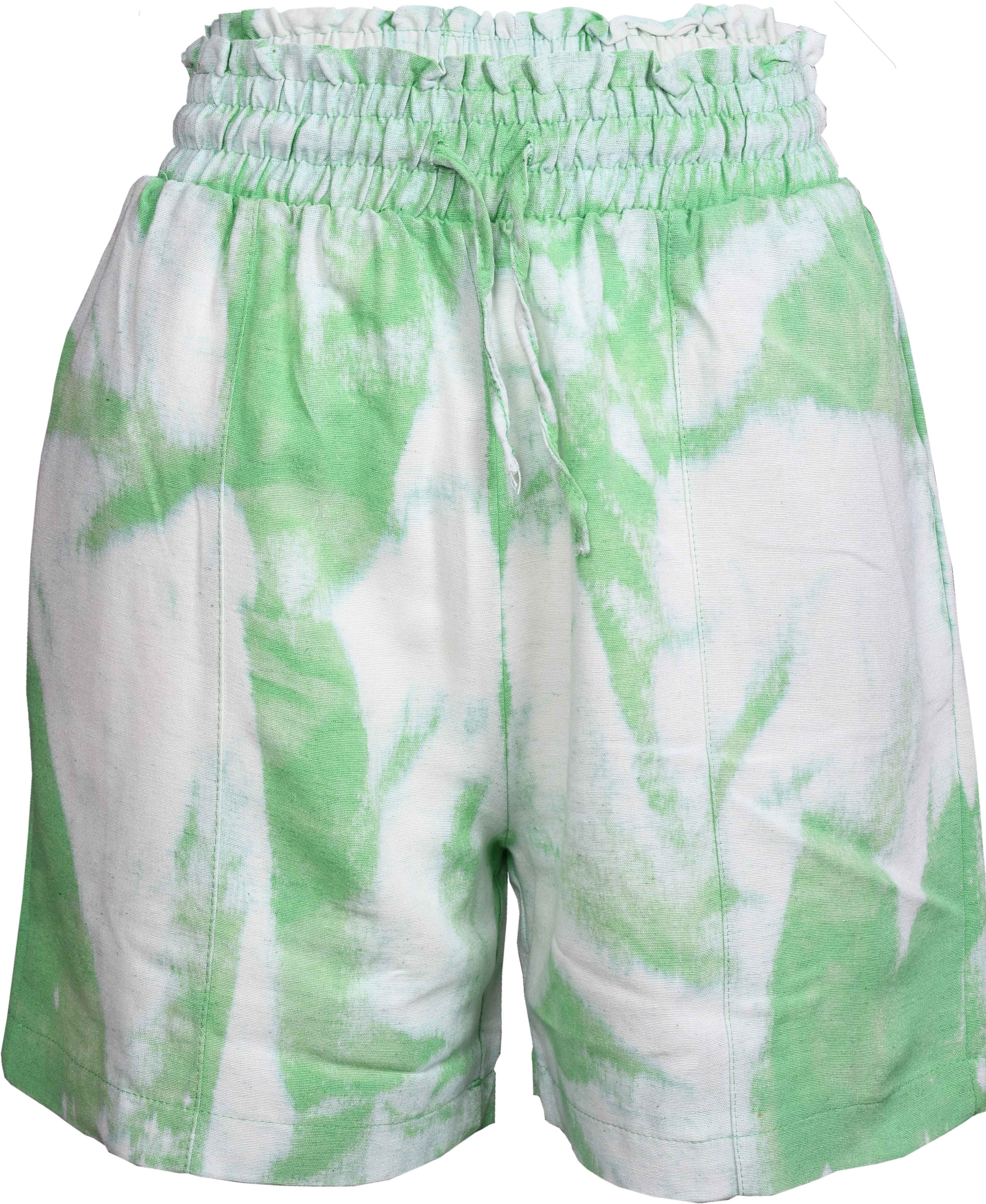 RM-041 Woman White with Green Patterned Cotton Shorts